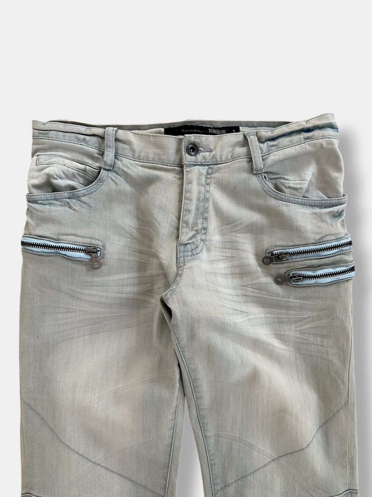 Schlussel Schlüssel ice wash biker denim Size US 29 - 3 Thumbnail