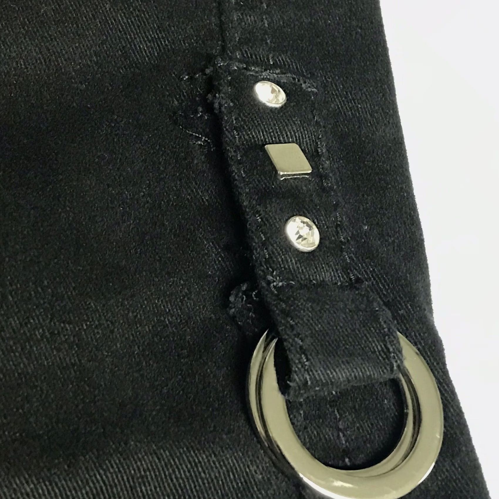 Vintage Ethyl Classic Women Black Studded Bling O-Rings Stretch Cargo Capris Pants 8 Size 30" / US 8 / IT 44 - 5 Thumbnail