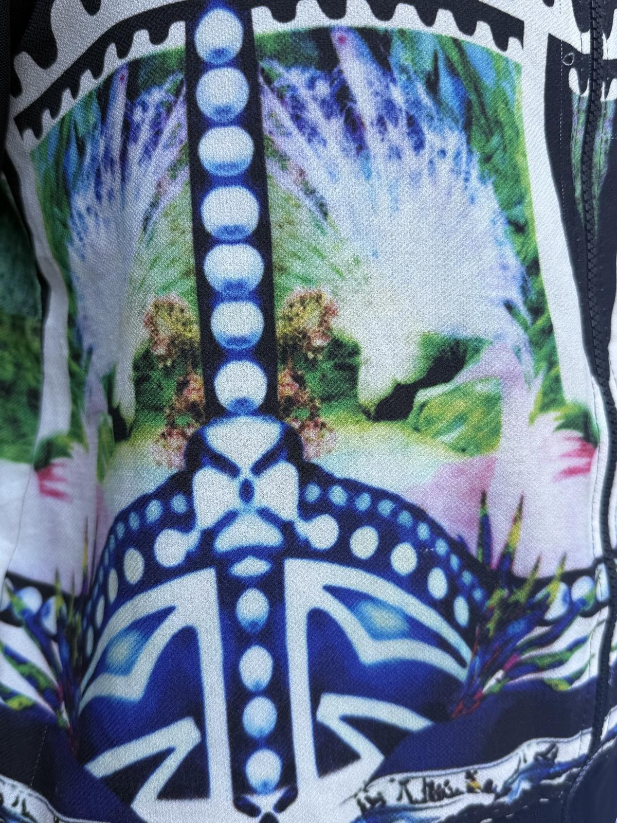 Designer Unique Graphic Bomber Jacket with Sheer Sleeves Size ONE SIZE - 4 Thumbnail