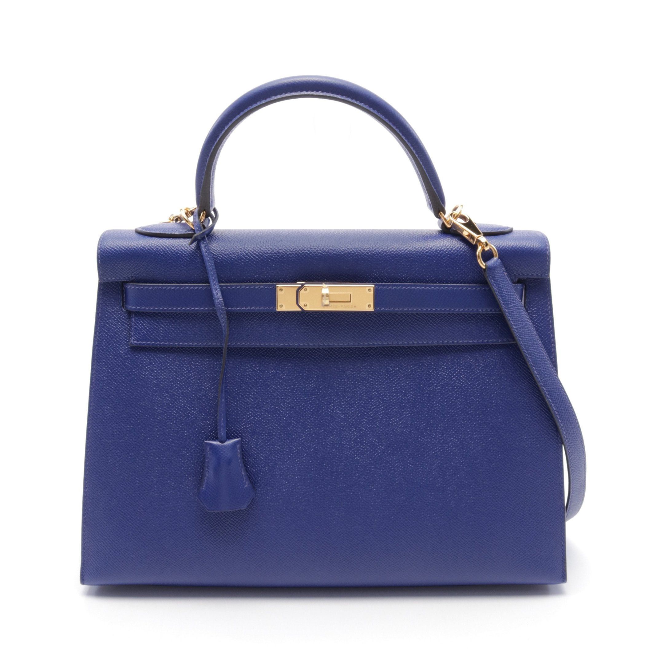 Hermes Hermes Kelly32 Blue Electric Handbag Veau Epsom Gold Hardware Outside Sewing T Stamp Size ONE SIZE - 1 Thumbnail