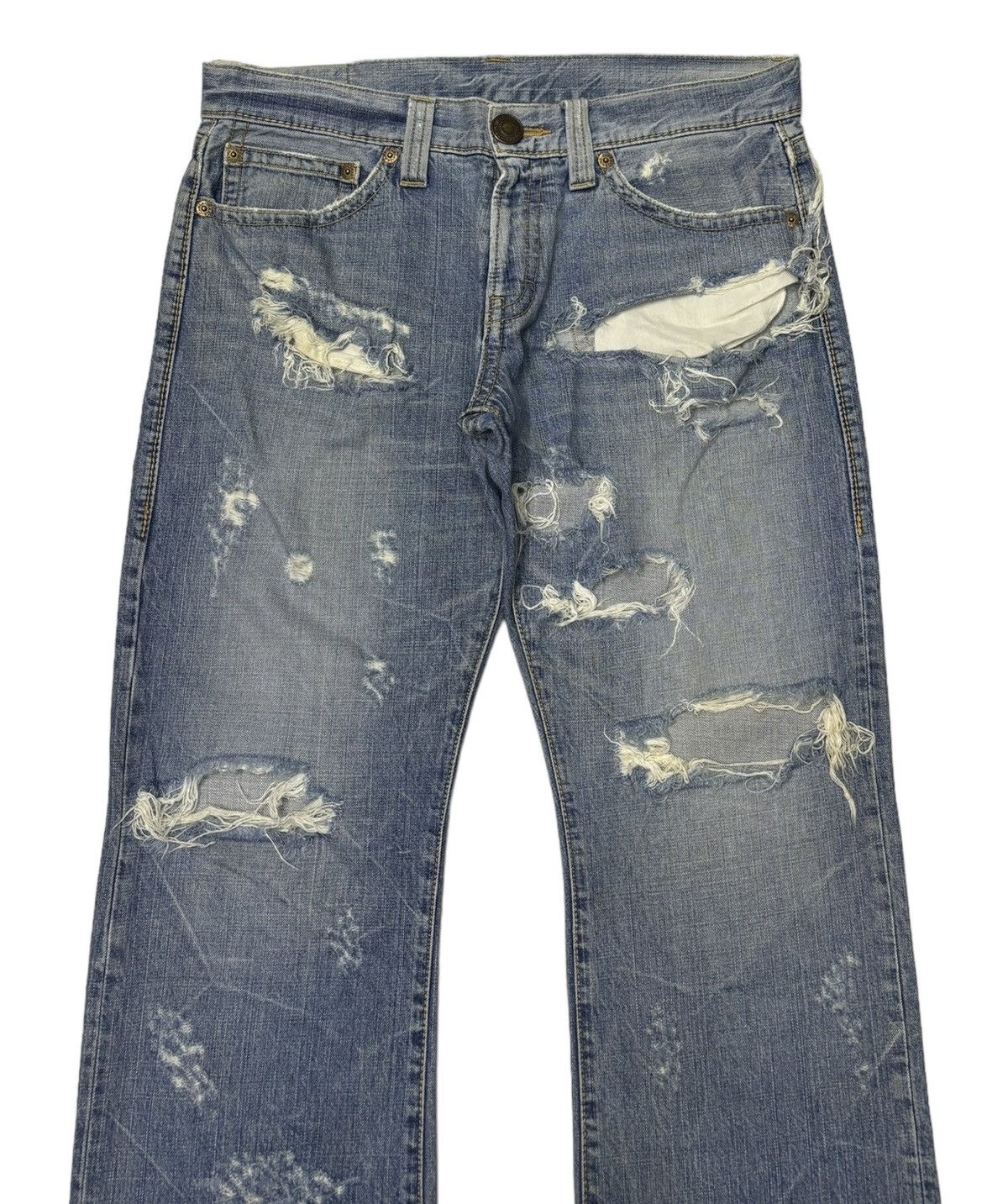 If Six Was Nine VINTAGE CO&LU THRASHED DISTRESS RIPS BAGGY FLARE JEANS Size US 36 / EU 52 - 3 Thumbnail