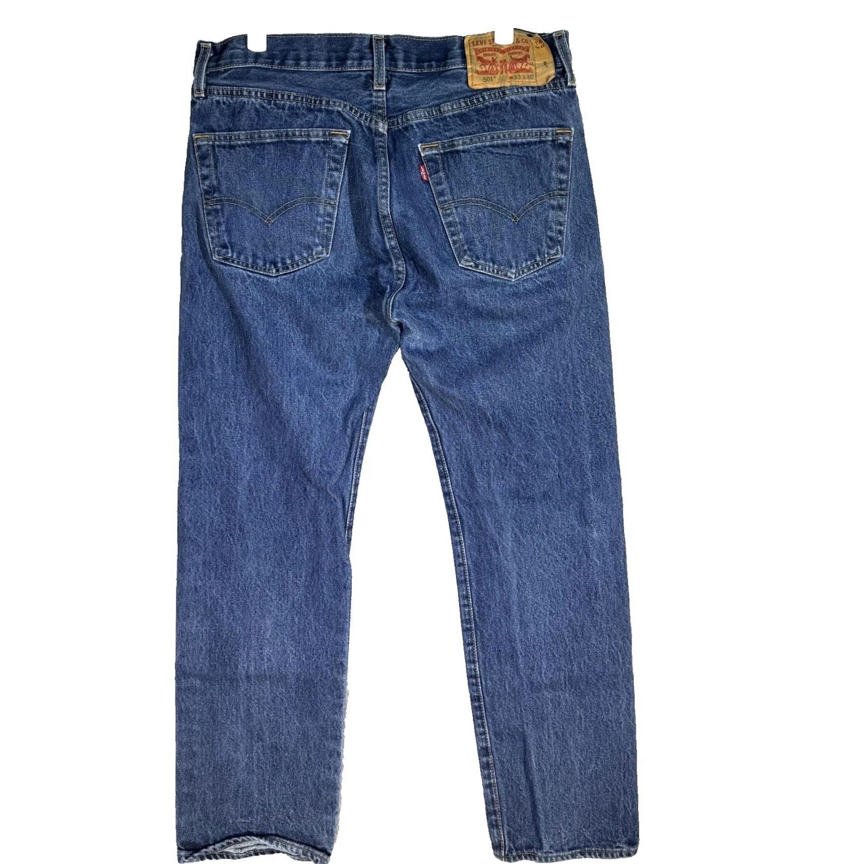 Levi's Levis 501 Jeans Mens 33x30 Blue Original Fit Button Fly Red Tab Denim Size US 33 - 2 Thumbnail