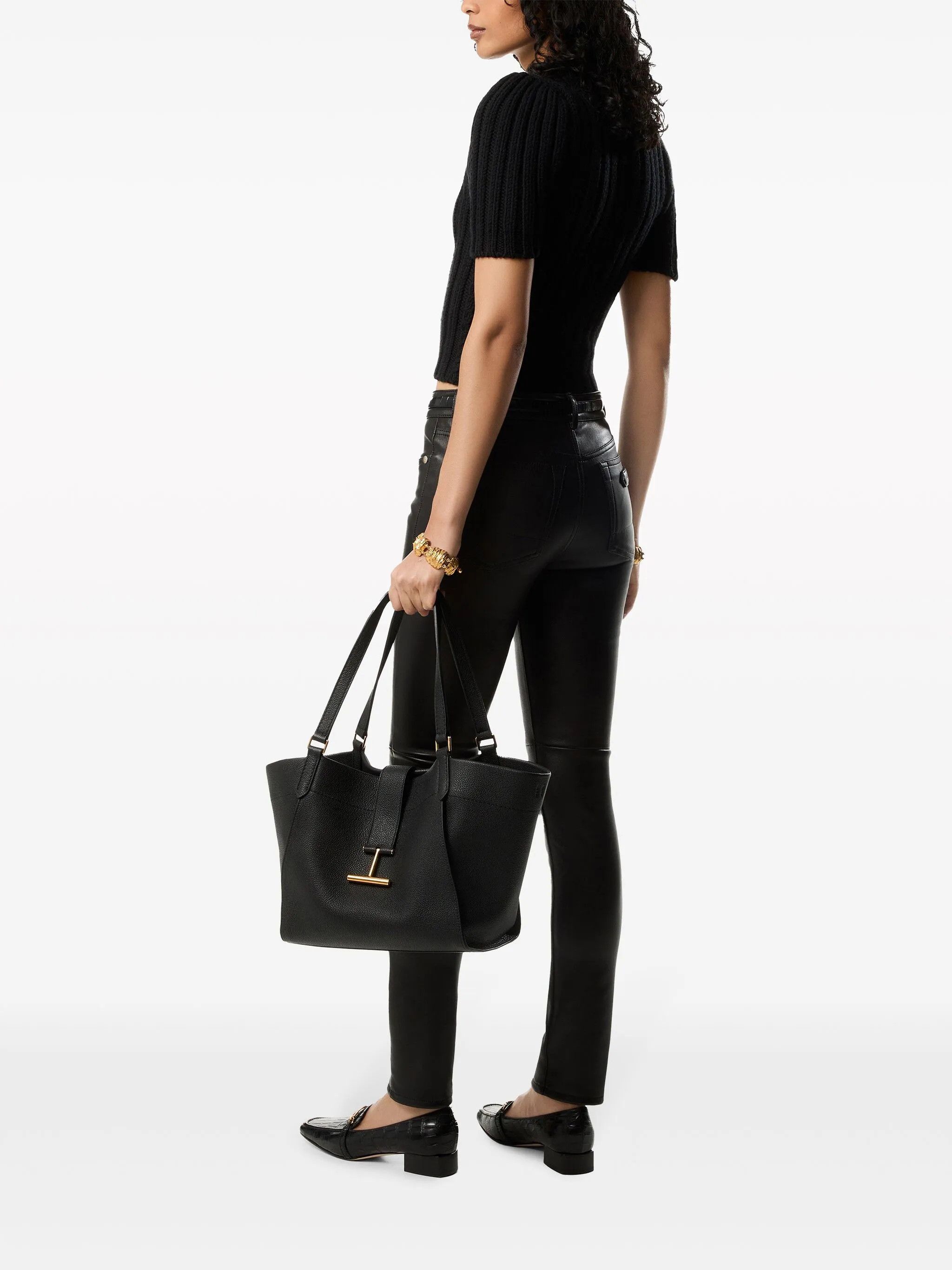 Tom Ford o1w1db10525 PAL748 Low-Rise Tapered Leather Pant in Black Size 24" / US 00 / IT 34 - 3 Thumbnail
