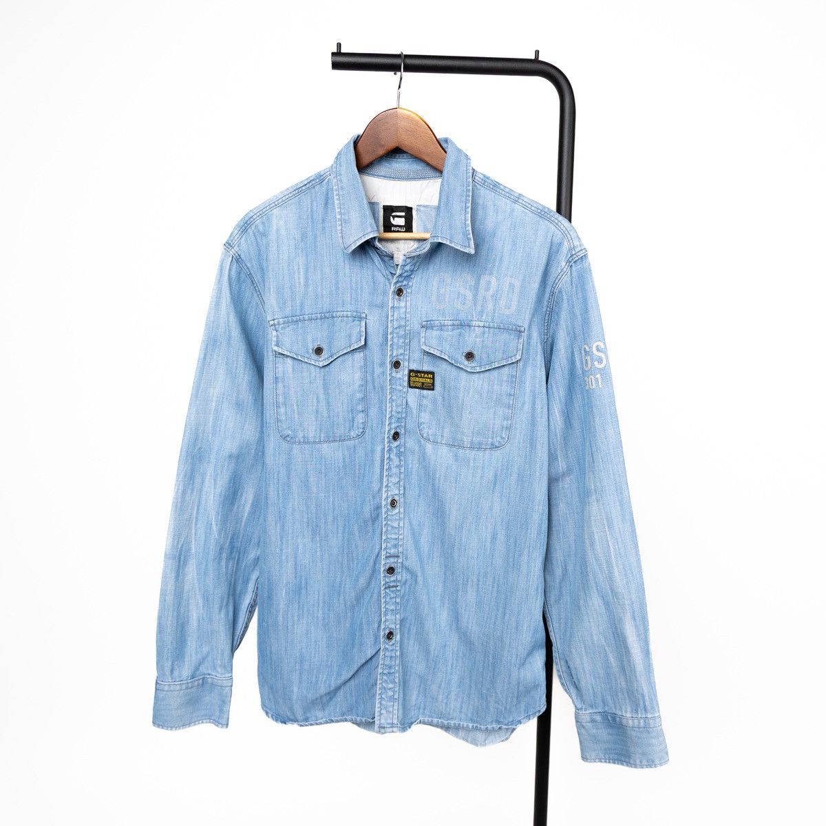 G-Star G-Star Raw Mens Denim Shirt USN Rhine Light Blue Button Up Size US XL / EU 56 / 4 - 1 Thumbnail