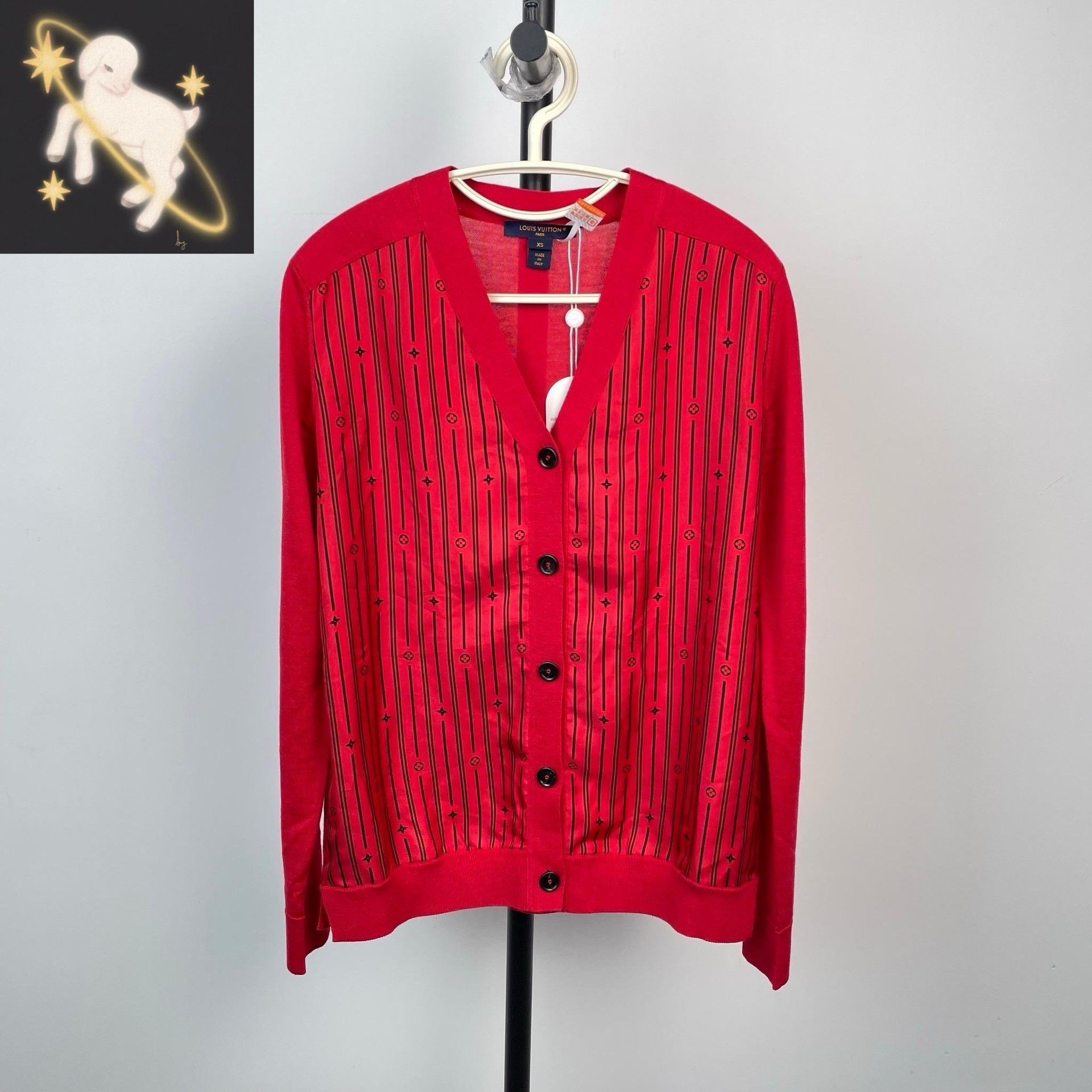 Louis Vuitton Louis Vuitton Red Striped Pearl Button Cardigan Size XS / US 0-2 / IT 36-38 - 1 Thumbnail