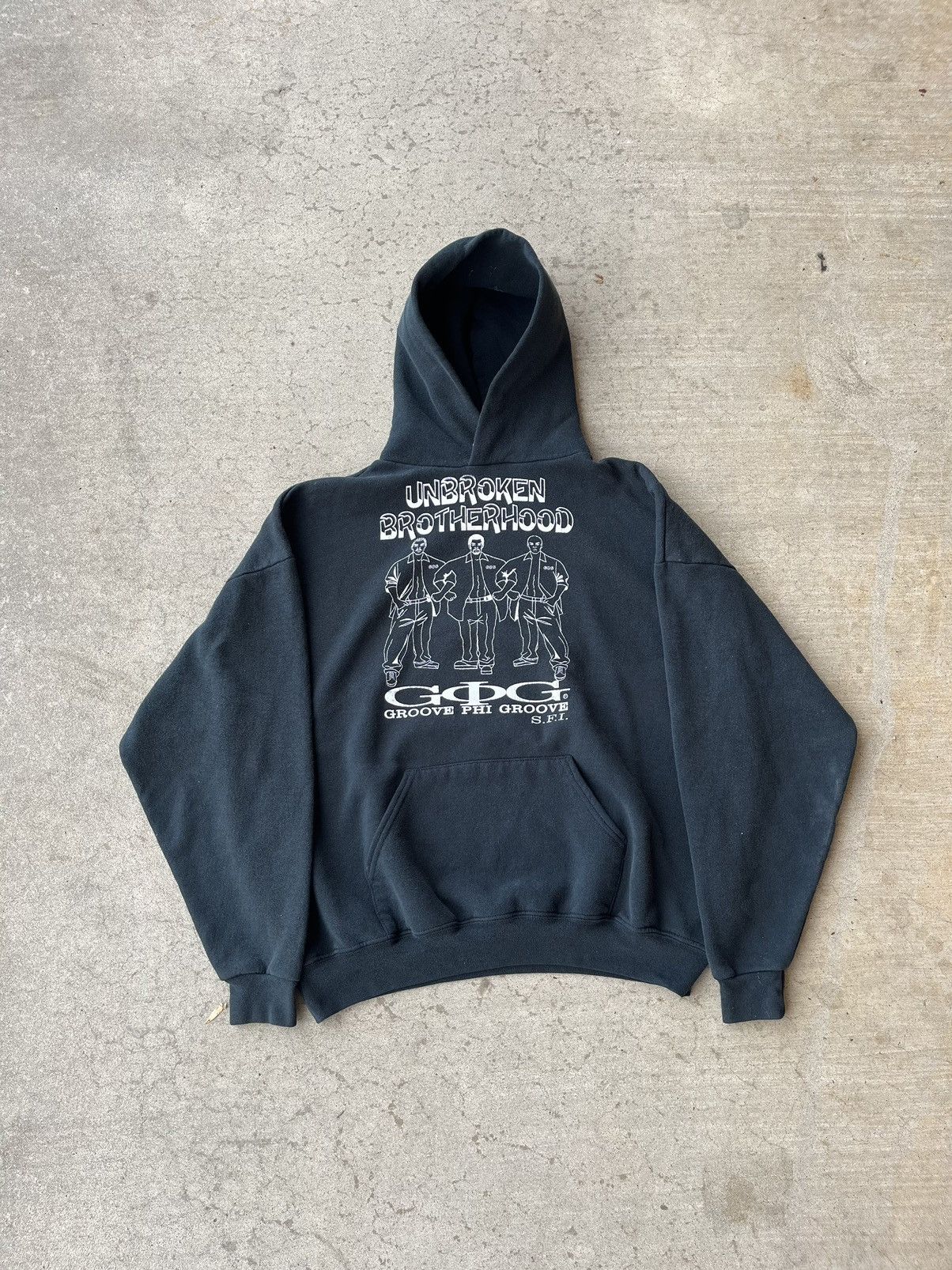 Vintage Black 90s Black social group hoodie Size US XL / EU 56 / 4 - 1 Thumbnail