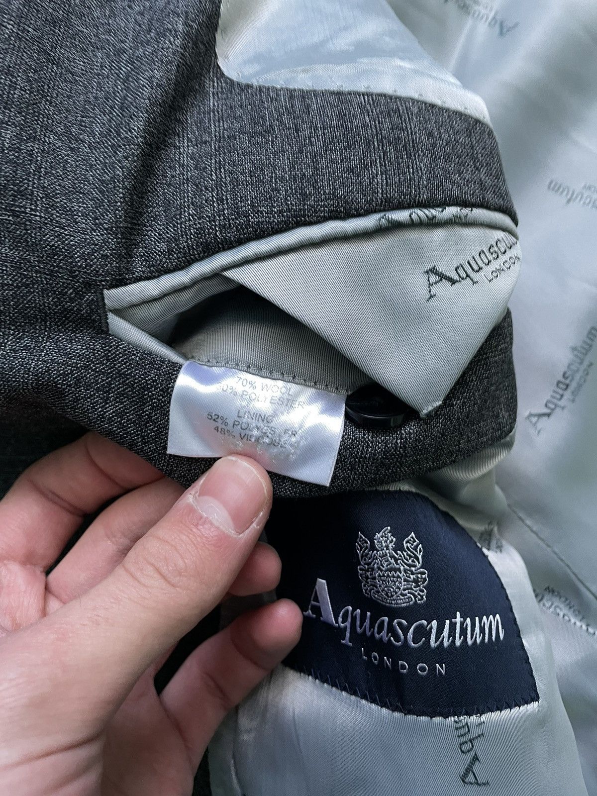 Aquascutum Vintage Aquascutum Blazer Jacket Navy Logo Wool Rich Size 50S - 7 Thumbnail