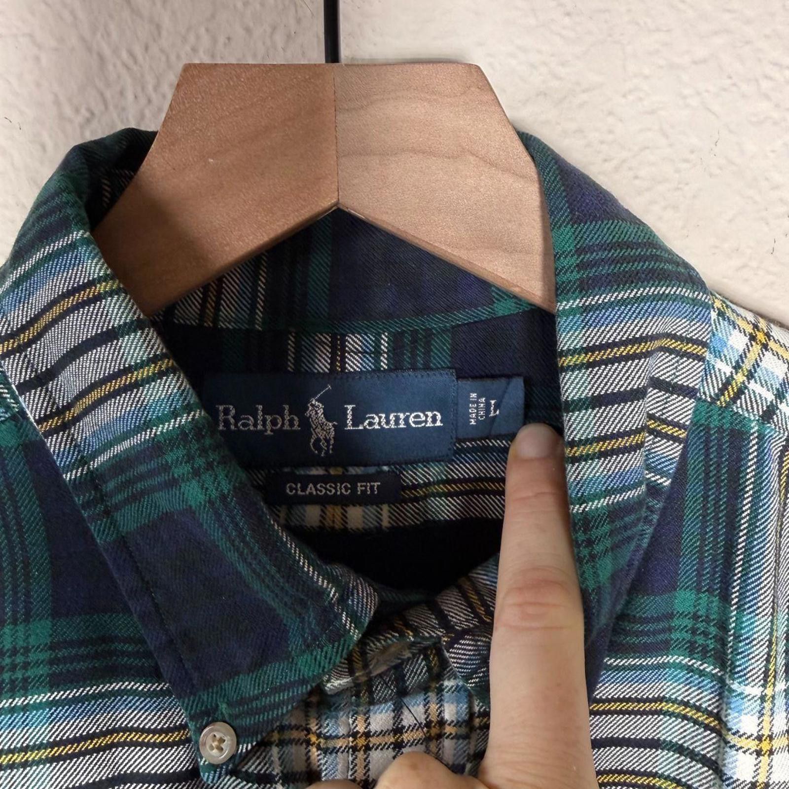 Lauren Ralph Lauren Ralph Lauren Shirt Men's L Green Cotton Twill Long Sleeve Size US L / EU 52-54 / 3 - 3 Thumbnail
