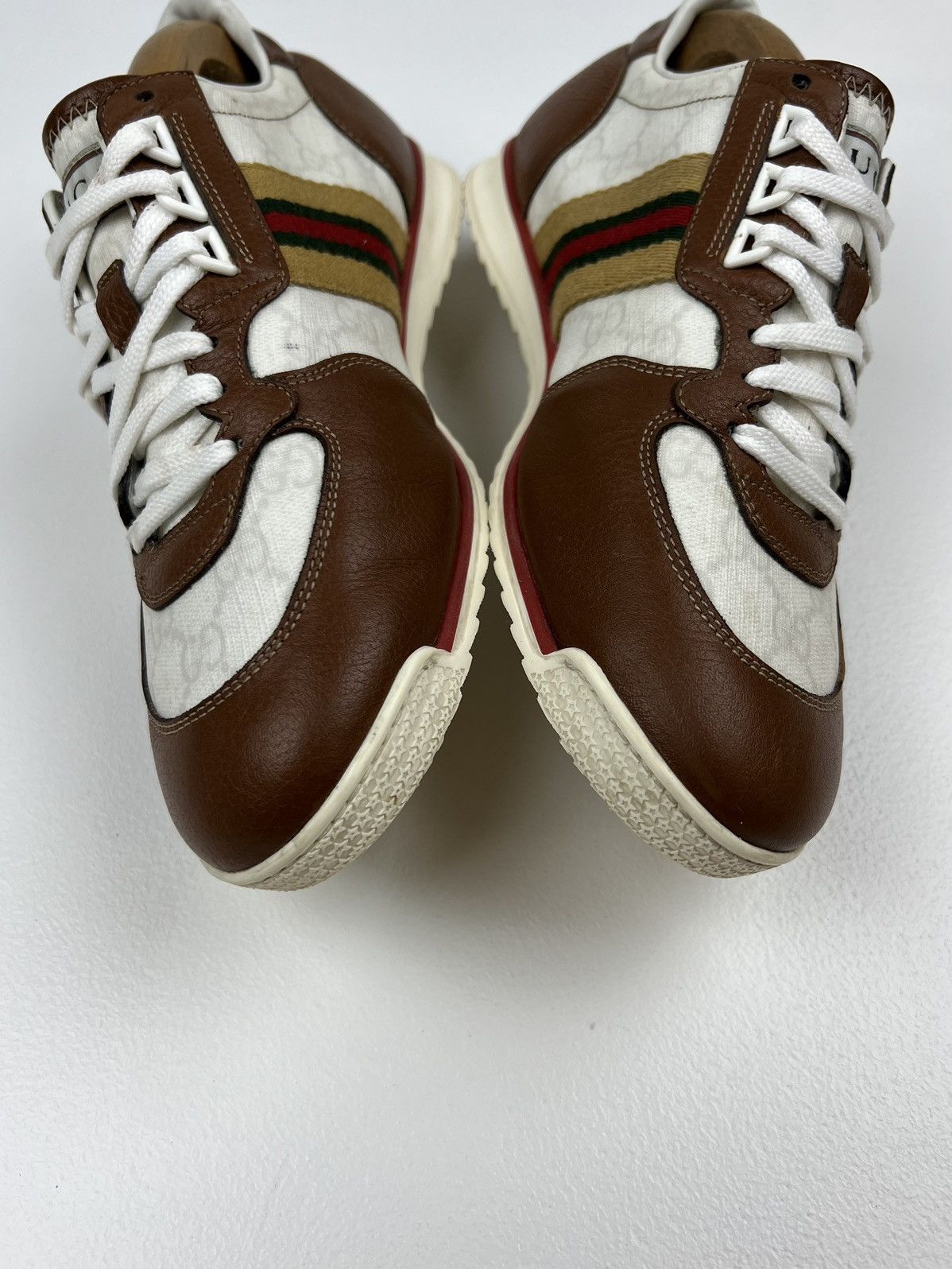 Gucci GUCCI Sneakers Low Top Shoes GG Monogram Web Stripe White Size US 7.5 / EU 40-41 - 9 Thumbnail