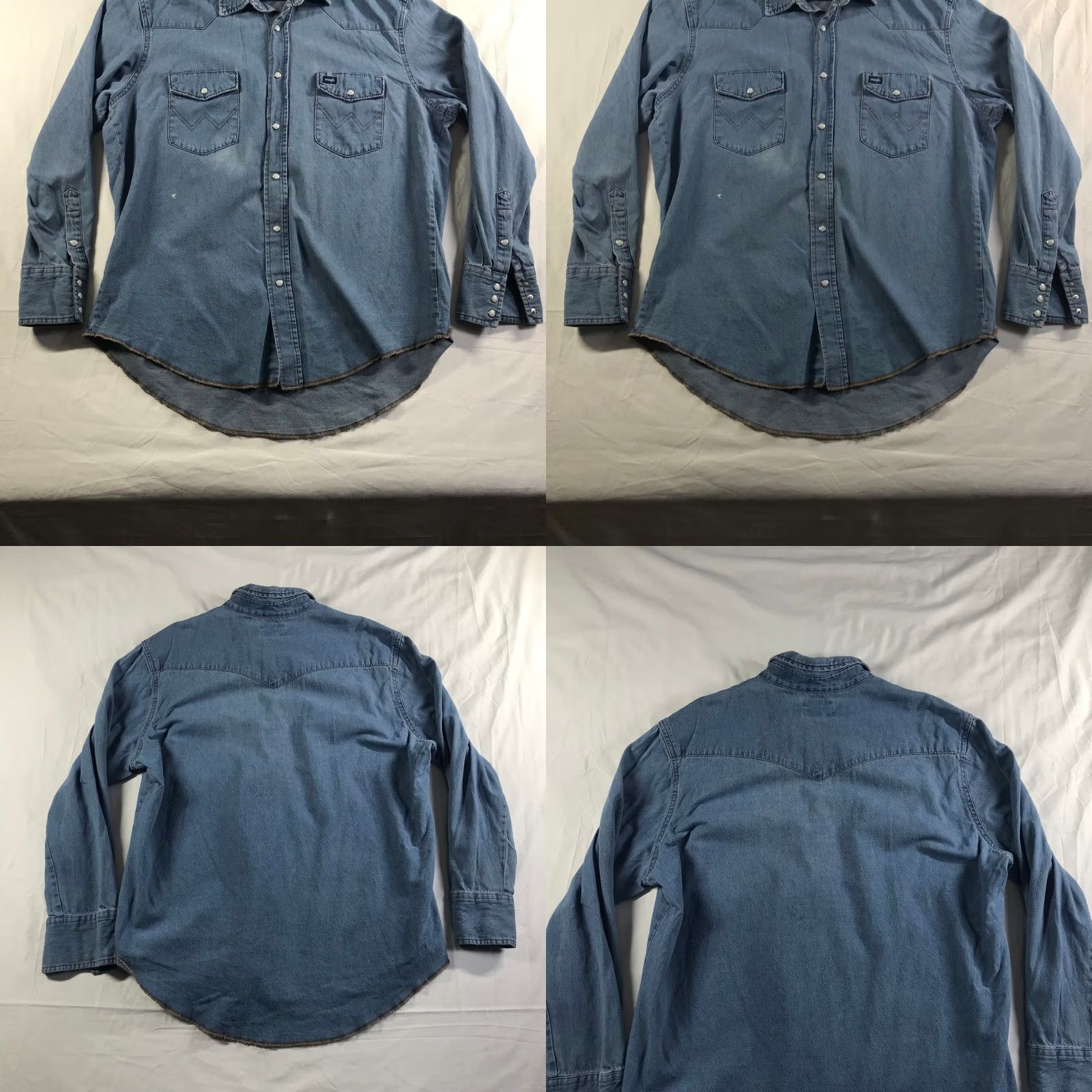 Wrangler Wrangler Denim Shirt Mens XL Light Wash Long Sleeve Cotton Western Snap MS7127D Size US XL / EU 56 / 4 - 8 Thumbnail