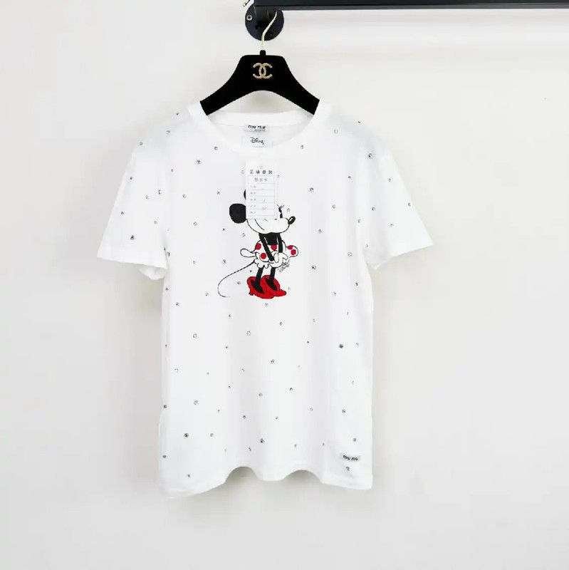 Miu Miu Miu Miu White Cotton Short Sleeve T-Shirt 0089 Size S / US 4 / IT 40 - 1 Thumbnail