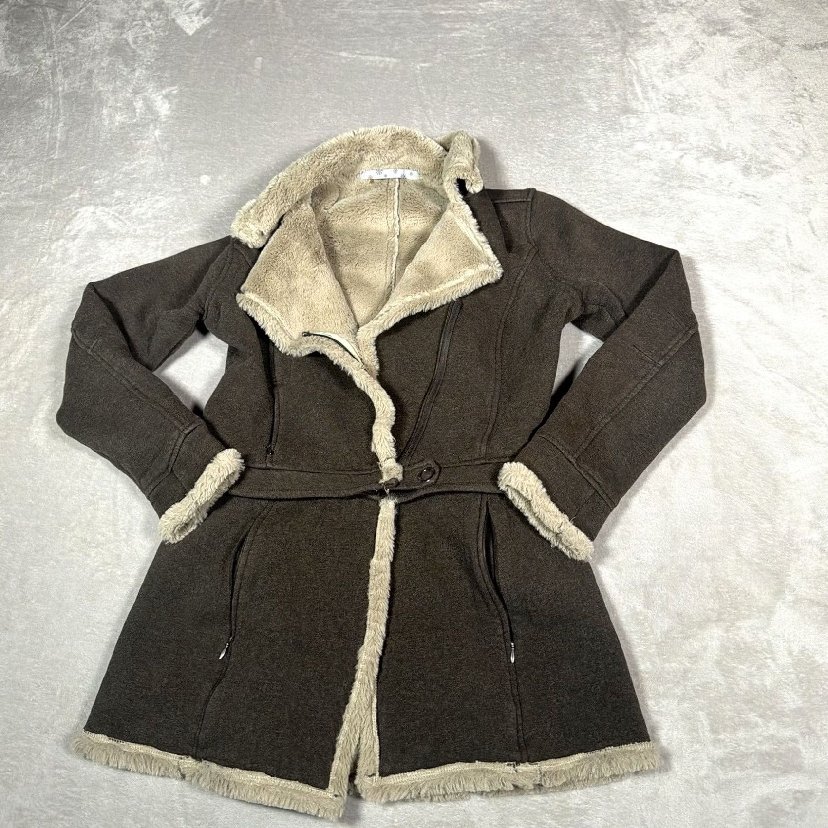 Athleta Athleta Jacket Womens Medium Brown Faux Suede Shearling Lined Convertible Motorcycle Jacket Size M / US 6-8 / IT 42-44 - 2 Thumbnail