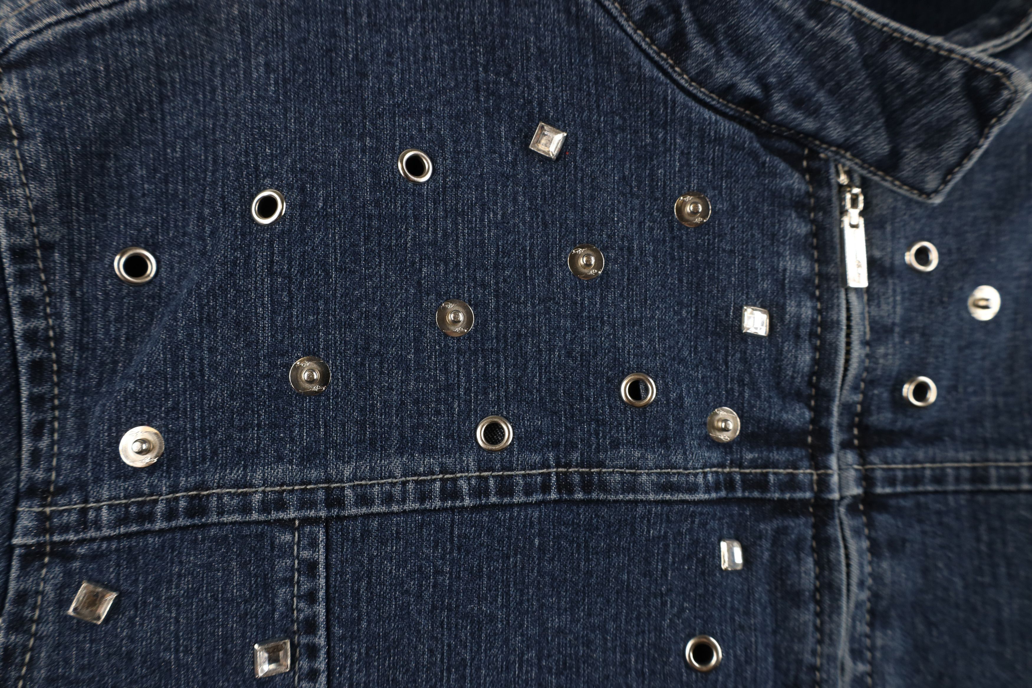 Fubu Vintage 90s Y2K FUBU Cropped Sequin Denim Jean Bomber Jacket Size XXL / US 16-18 / IT 52-54 - 5 Thumbnail