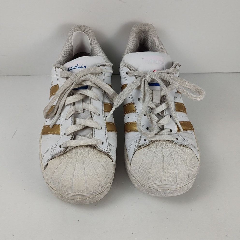 Adidas Adidas superstars white/gold casual streetwear shoes mens 7 Size US 7 / EU 40 - 6 Thumbnail