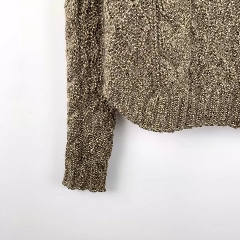 Saint Laurent Paris Saint Laurent Dark brown gold mohair twist crewneck long-sl Size US M / EU 48-50 / 2 - 4 Thumbnail