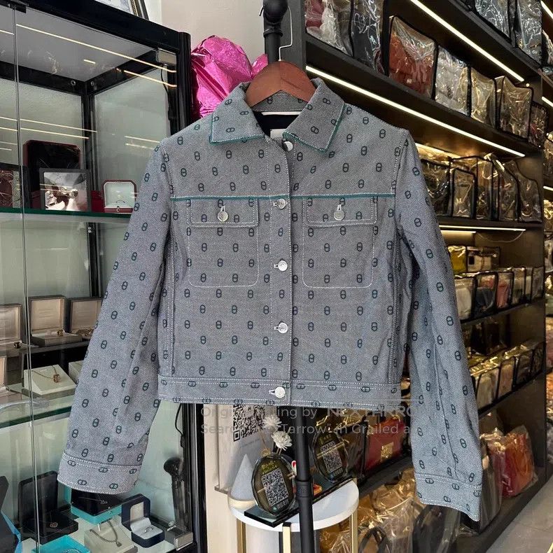 Hermes Hermes FW23 pig nose printed blue denim jacket Size XS / US 0-2 / IT 36-38 - 1 Thumbnail
