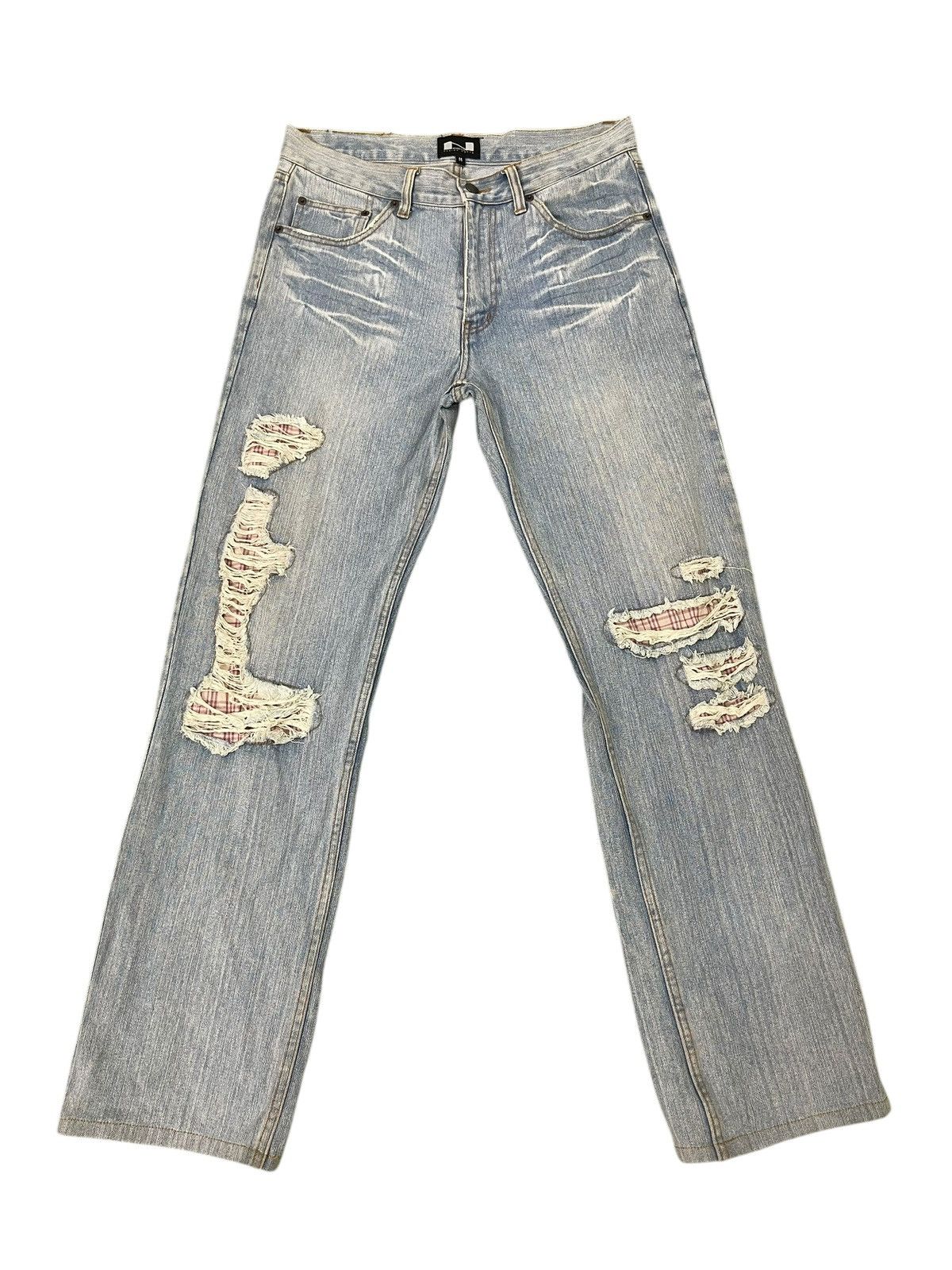Japanese Brand Distress Jeans Nylaus Faded Blue Regular Fit 9🟦 Size US 32 / EU 48 - 1 Thumbnail