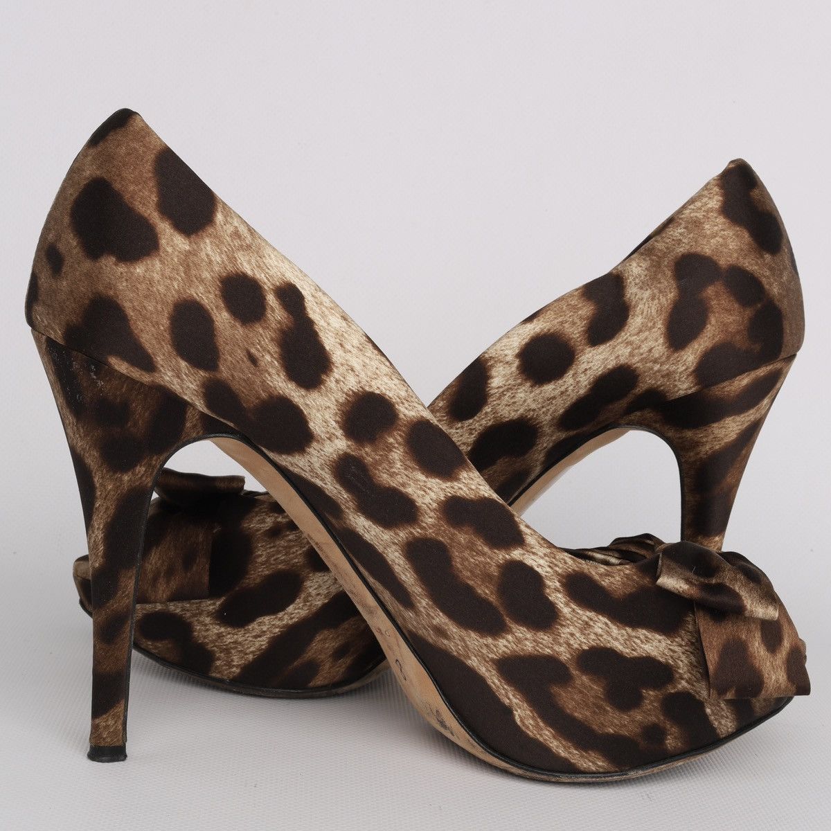 Dolce & Gabbana Dolce Gabbana Satin Leopard Print Heel Peep Toe Shoes Size US 9 / IT 39 - 13 Thumbnail