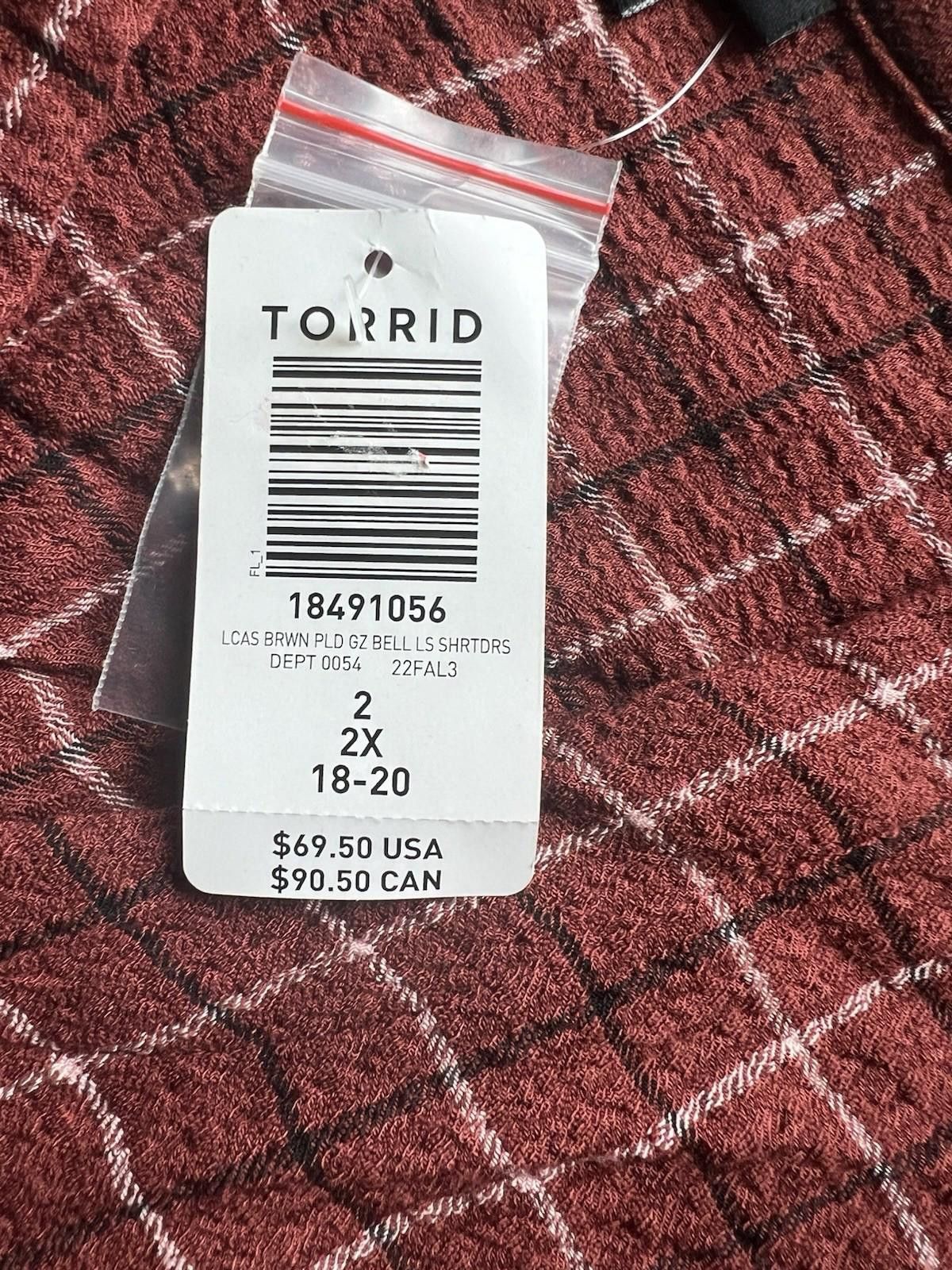 Torrid Torrid Gauze Bell Sleeve Shirtdress Plaid Size 18-20 NWT Size XXL / US 16-18 / IT 52-54 - 8 Thumbnail