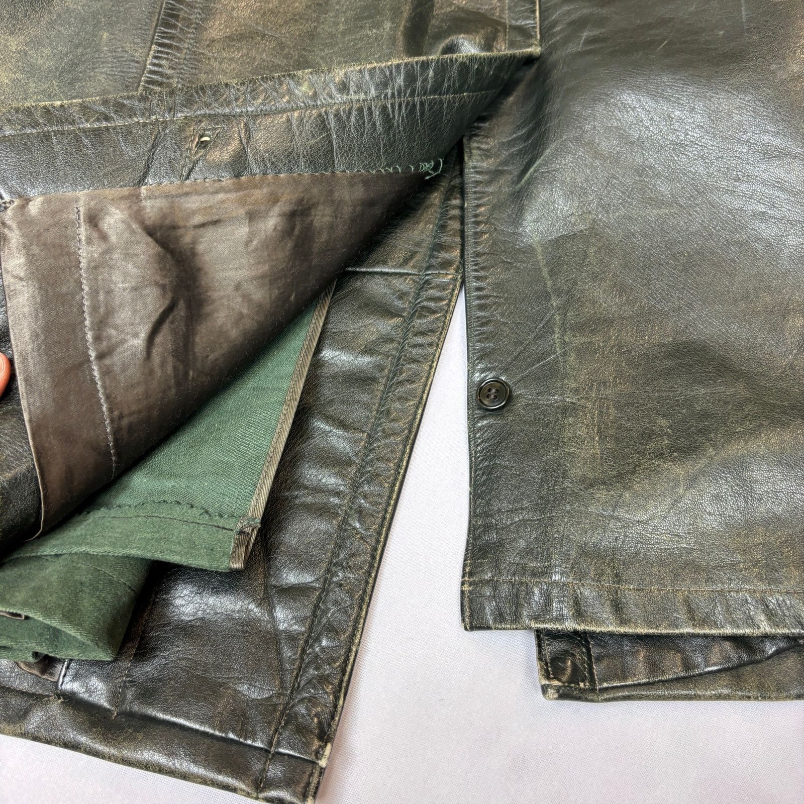 Vintage WWII 40s German Officer Horsehide Leather Moto Trench Coat Size US L / EU 52-54 / 3 - 16 Thumbnail