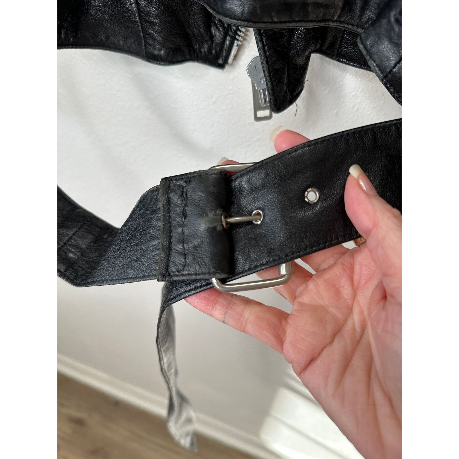 Other Raw Black Leather Silver Zip & Hardware Belted Moto Jacket L Size L / US 10 / IT 46 - 14 Thumbnail