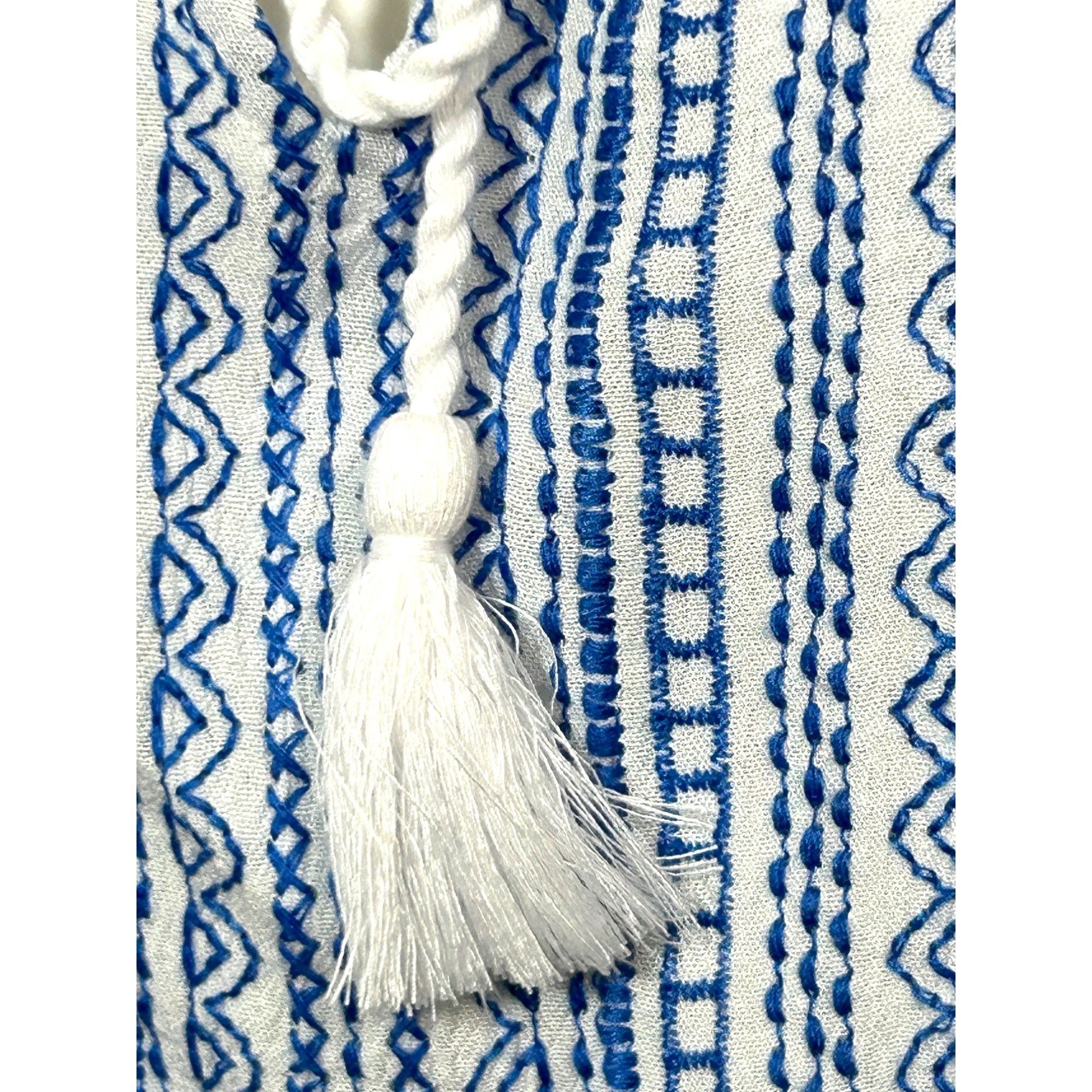 Other Susan Graver Tunic Top L White Blue Embroidered Boho Cottage Size L / US 10 / IT 46 - 9 Thumbnail