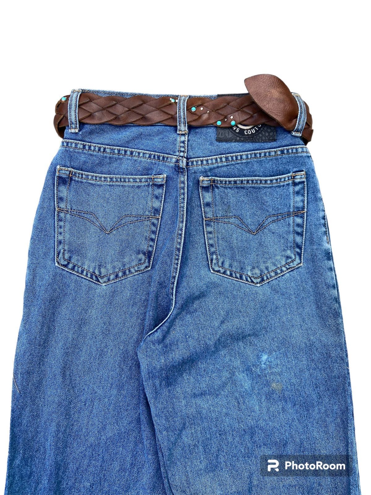 Versace × Versace Jeans Couture × Vintage VERSACE PATCH LOGO HIGH WAIST DENIM + BELT LEATHER Size US 26 / EU 42 - 14 Thumbnail