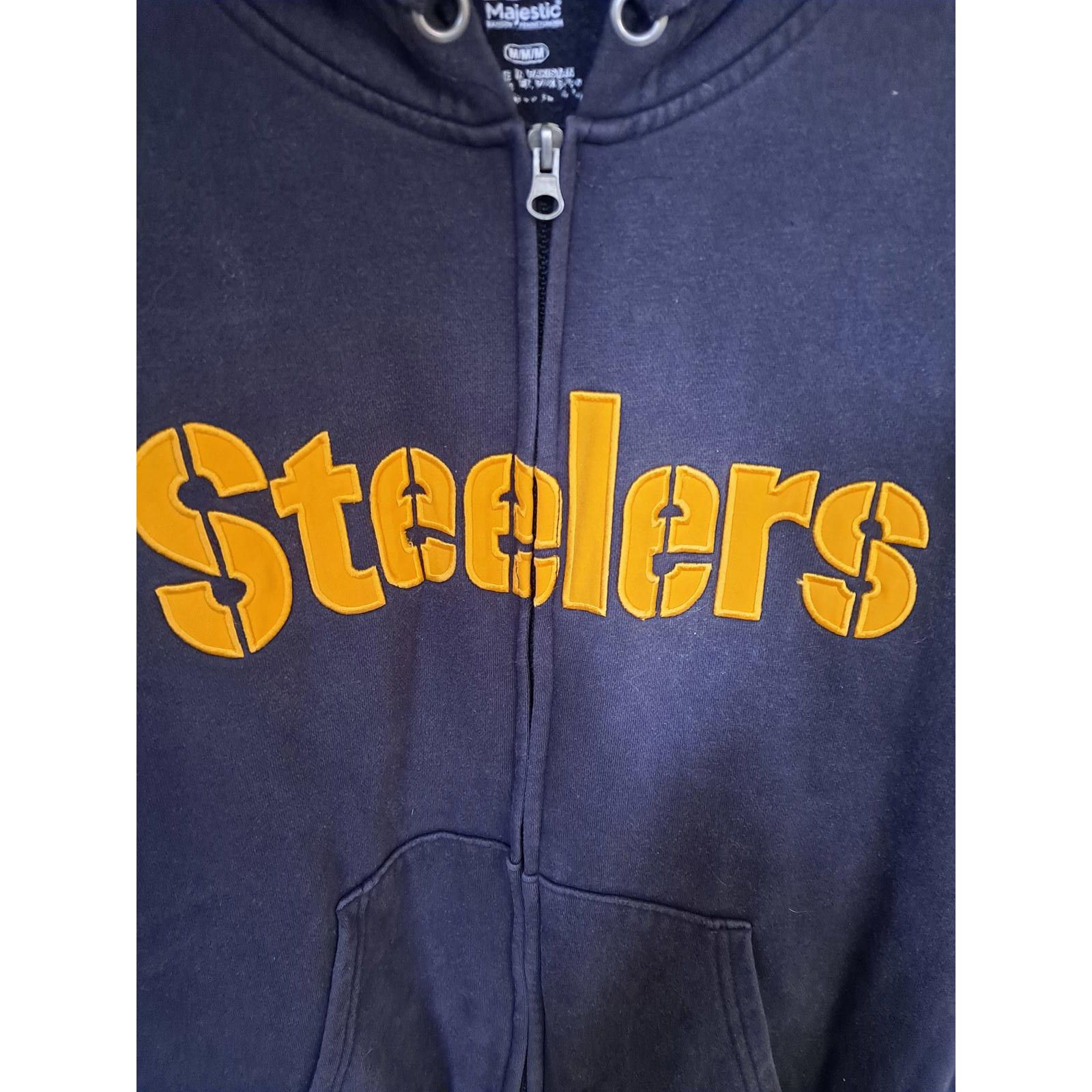 Majestic Majestic Black Pittsburgh Steelers Full Zip Hooded Sweatshir Size US M / EU 48-50 / 2 - 2 Thumbnail