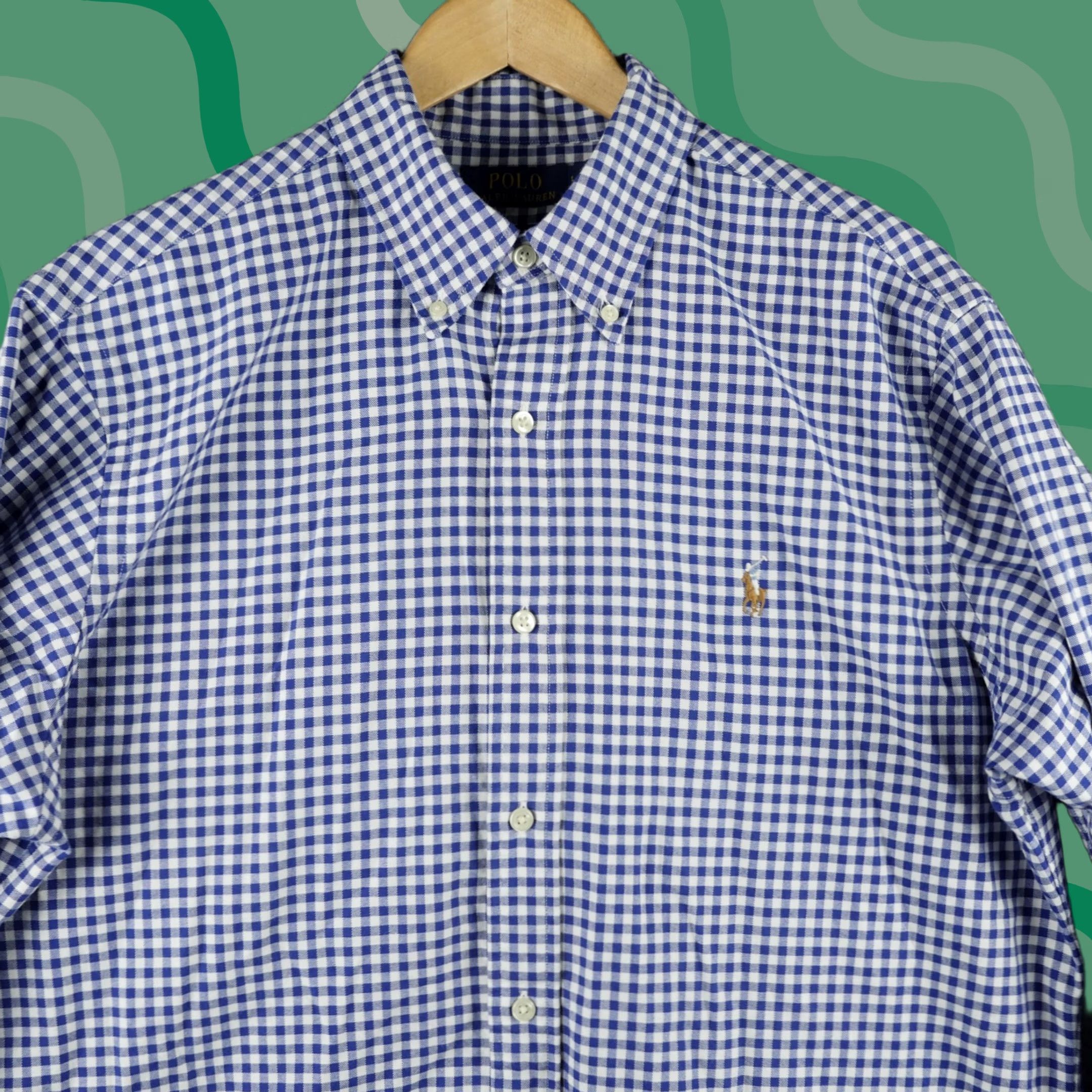 Polo Ralph Lauren Polo Ralph Lauren Shirt Mens Large Blue Gingham Button-Down Long Sleeve Size US L / EU 52-54 / 3 - 1 Thumbnail