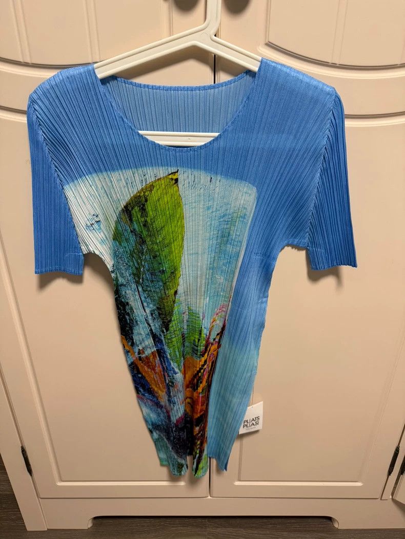 Issey Miyake Issey Miyake size:3 Ice flower blue mid-sleeved Size L / US 10 / IT 46 - 1 Thumbnail