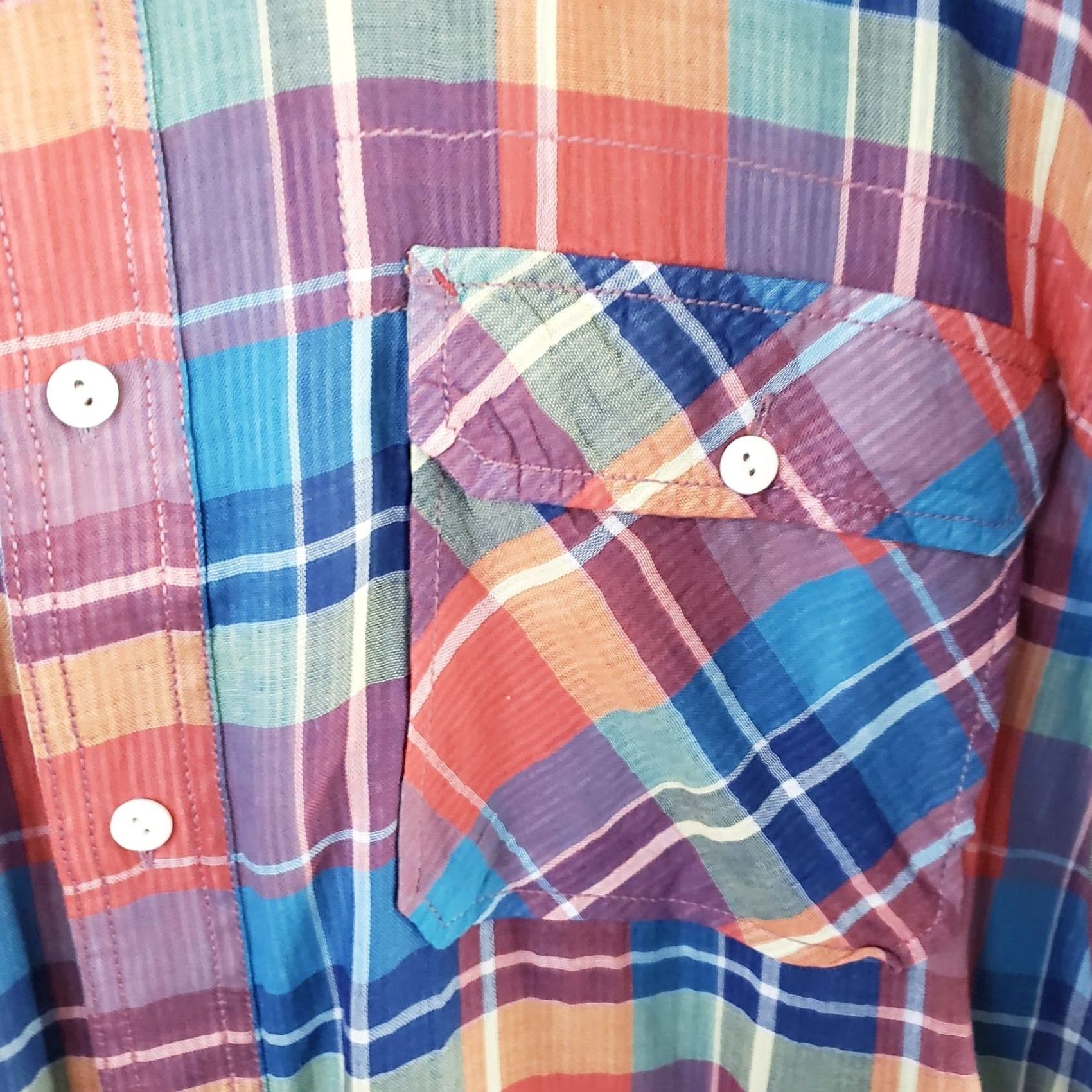 Nautica Nautica Jeans Co. Shirt Mens 2XL Multicolor Plaid Short Sleeve Button-Down 100% Cotton Size US XXL / EU 58 / 5 - 4 Thumbnail