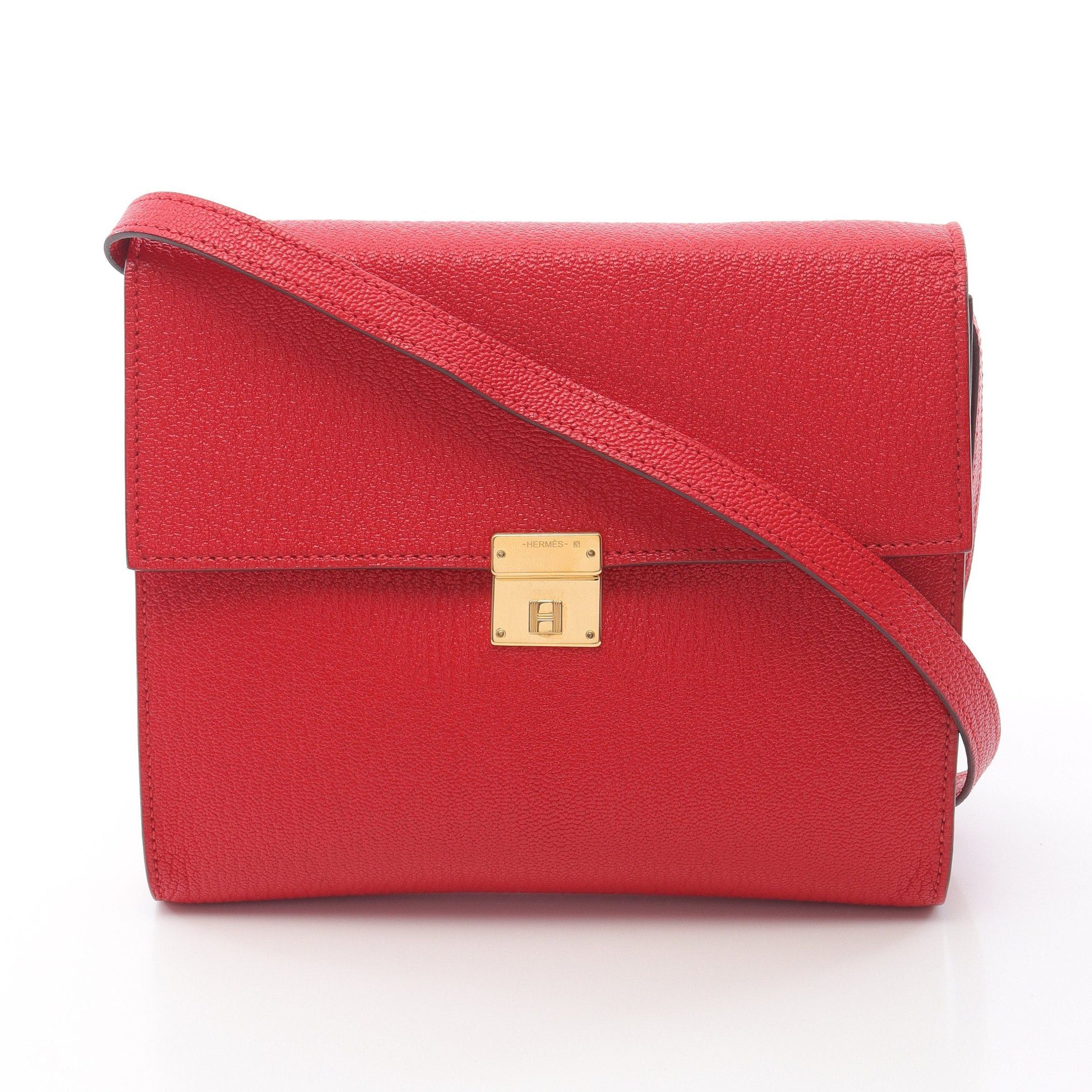 Hermes Click 16 Rouge Coo Shoulder Bag Chevre Red Gold Hardware D Stamp, Women's