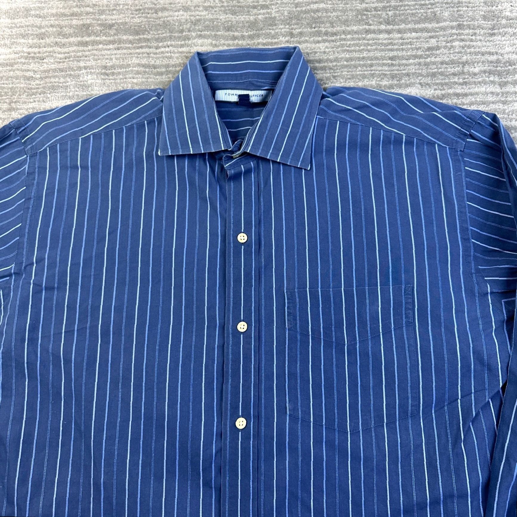 Tommy Hilfiger Tommy Hilfiger Shirt Mens Large Blue Button Up Career Top French Cuff Size US L / EU 52-54 / 3 - 3 Thumbnail