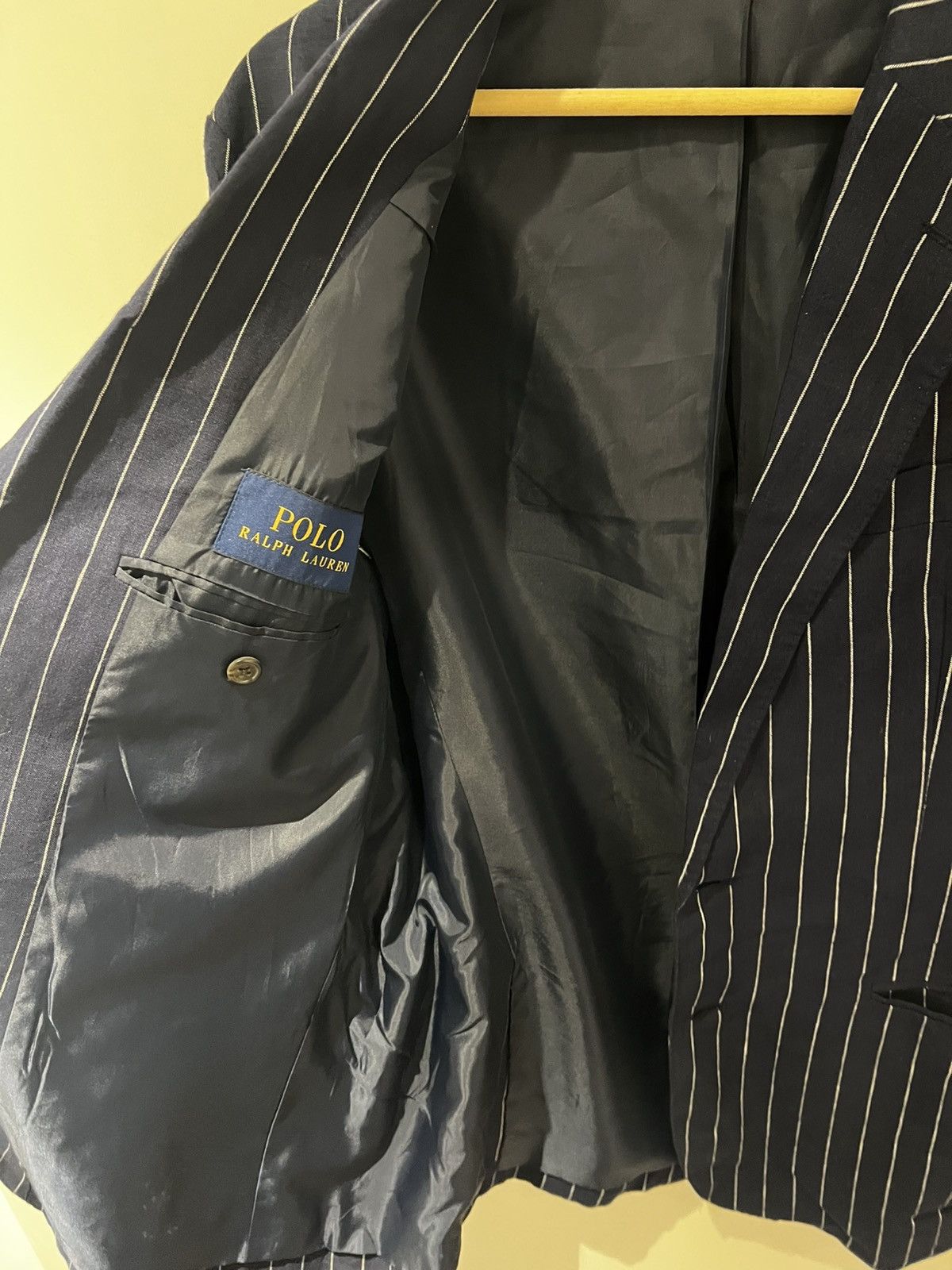 Ralph Lauren Polo Ralph Lauren Navy Pinstripe Linen Blazer –Summer Jacket Size 48L - 2 Thumbnail