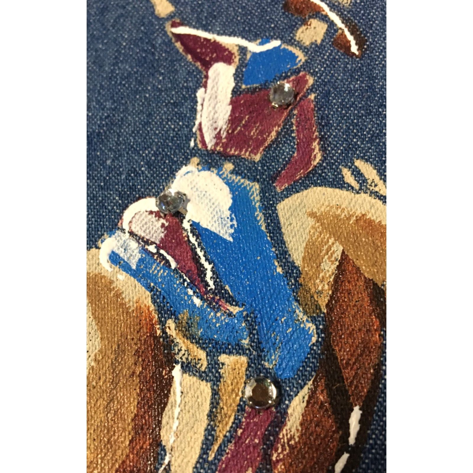 Denime Vtg 90s Rodeo Horses Denim Jean Shirt XL USA Western Cowboy Boots Cactus Art 80s Cowboys Womens Blue Button-Up Size XL Size XL / US 12-14 / IT 48-50 - 4 Thumbnail