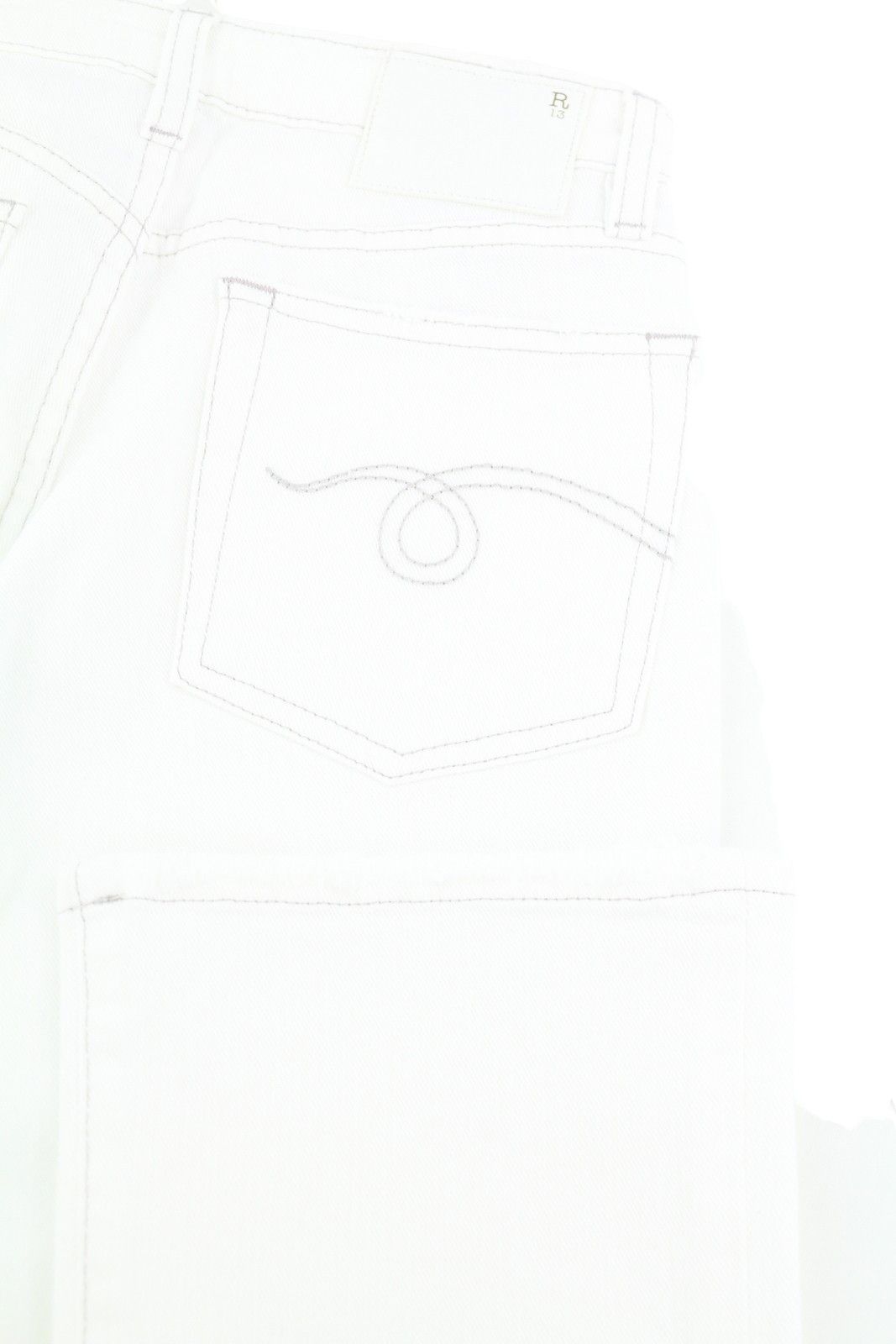 R13 KICK FIT 26 Bale White Flared Cropped Denim Jeans 86193 Size 26" / US 2 / IT 38 - 6 Thumbnail