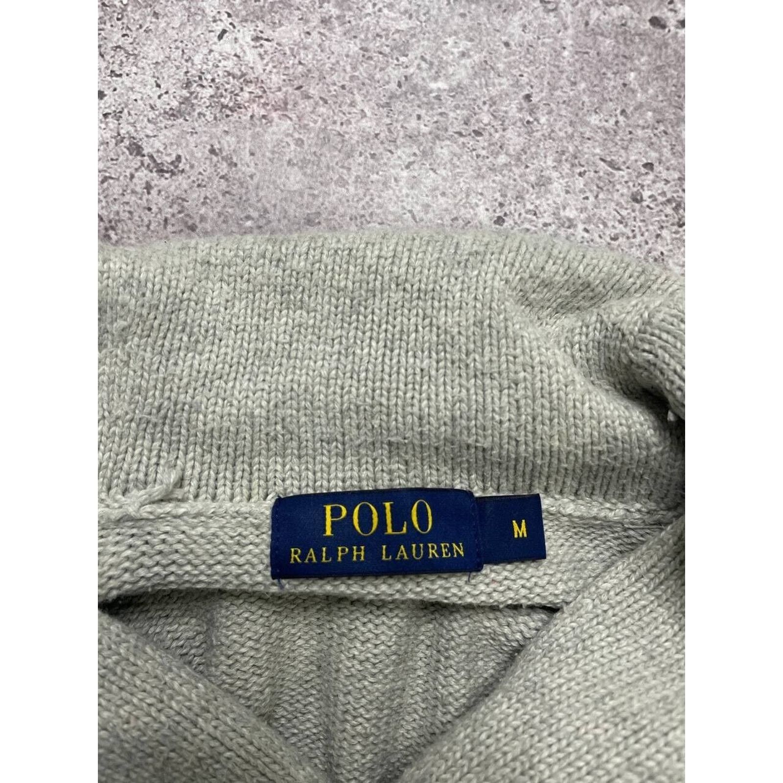 Ralph Lauren × Vintage Vintage Polo Ralph Lauren Shawl Collar Sweater Grey Knit M Size US M / EU 48-50 / 2 - 5 Thumbnail