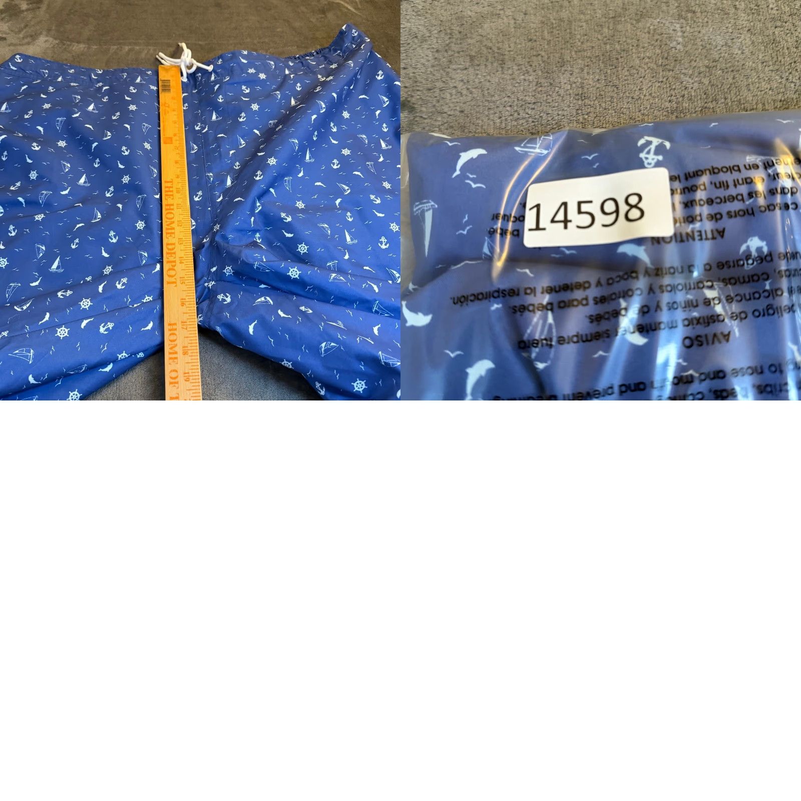 Vintage St Johns Bay Swim Trunks Mens 4XLT Blue Nautical Sailboat Anchor Elastic Waist Board Shorts Geometric Pockets Drawstring Big & Tall Mens Size US 39 - 9 Thumbnail