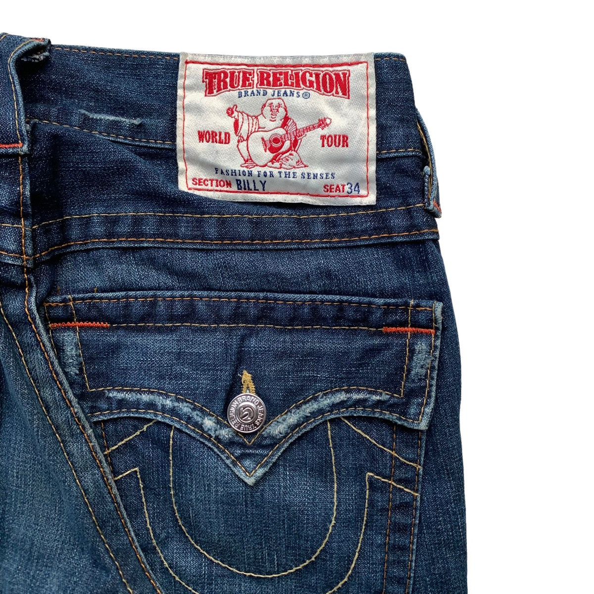 True Religion True Religion Billy Disstressed Blue Wash Flared Jeans Size US 29 - 3 Thumbnail