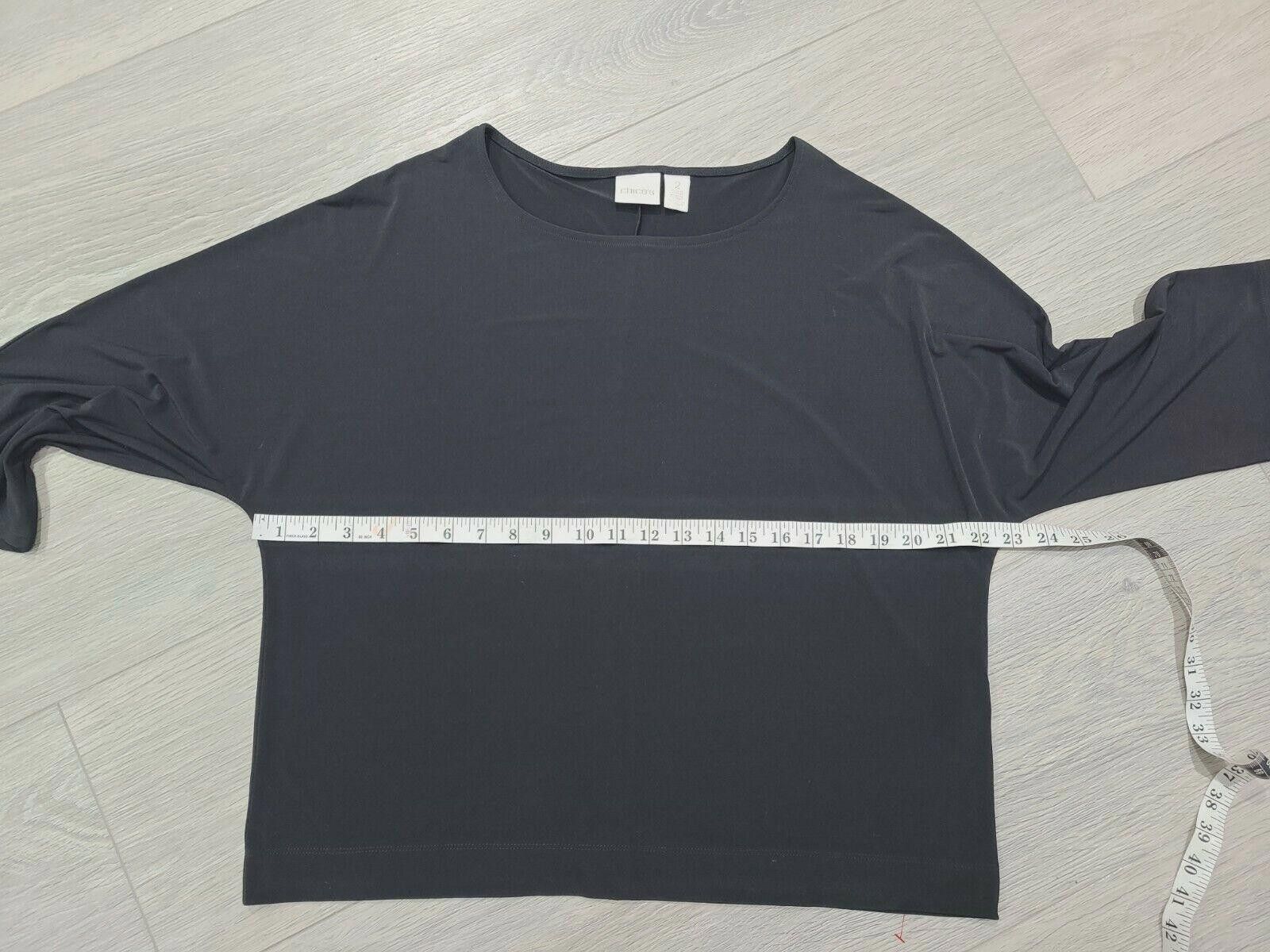 Chicos Chicos Top Size 2 Black 3/4 Sleeve Casual stretch Large 12 Size XS / US 0-2 / IT 36-38 - 5 Thumbnail