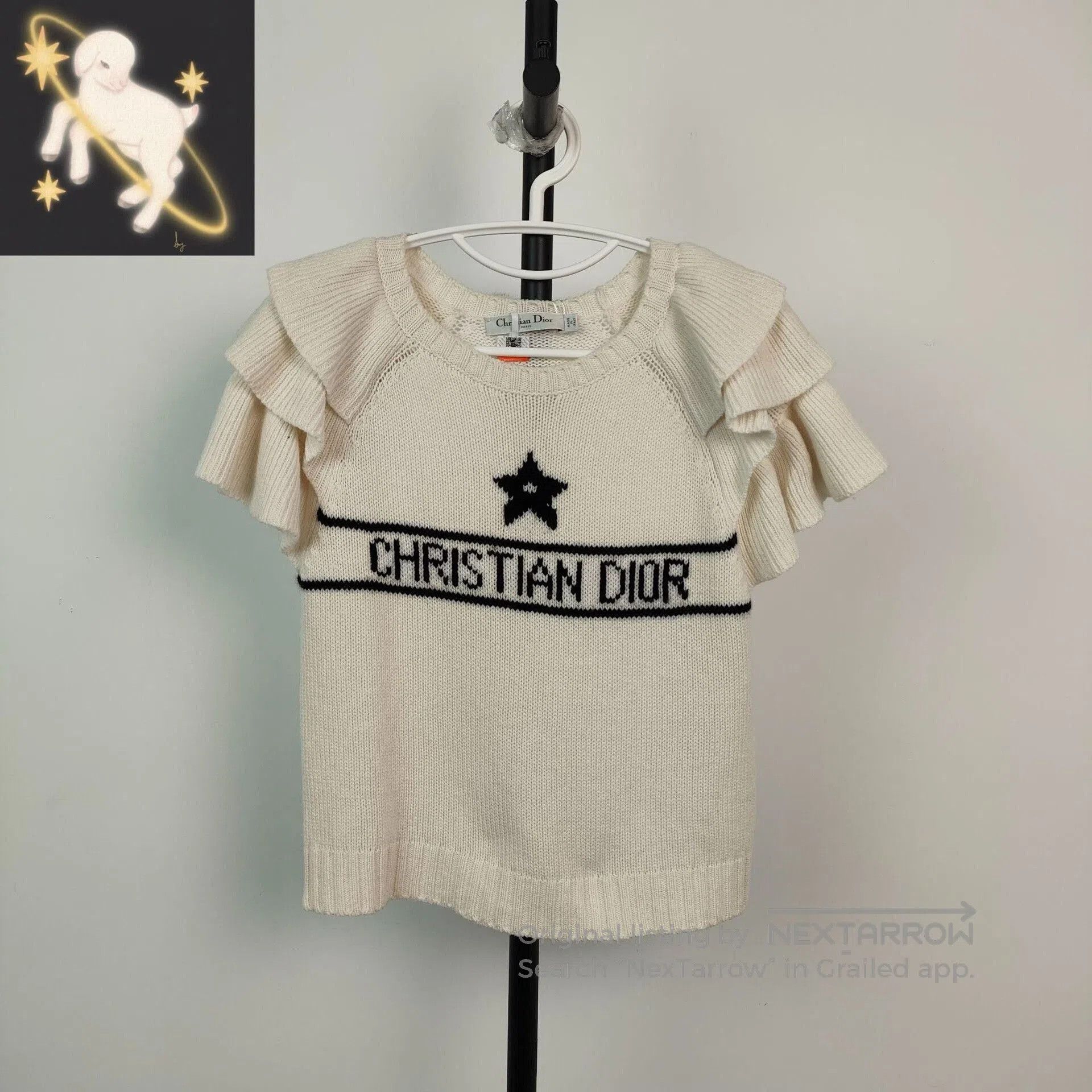 Dior Dior 23SS Star Ruffle White Knit Short Sleeve. Size S / US 4 / IT 40 - 1 Thumbnail