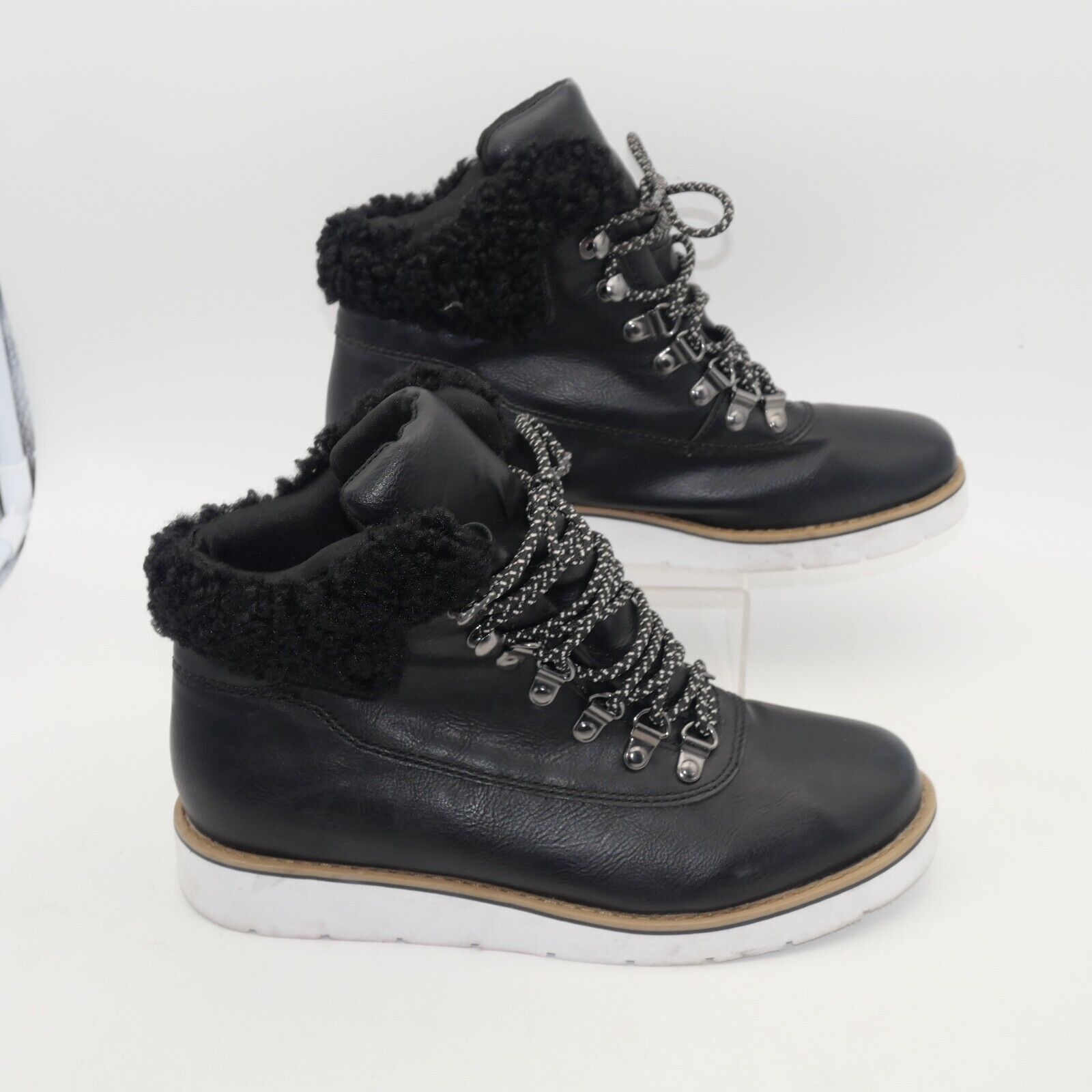 Esprit NEW Espirit Wisdom Hiker Lace Up Ankle Boots with Faux Fur Size US 7.5 / IT 37.5 - 4 Thumbnail