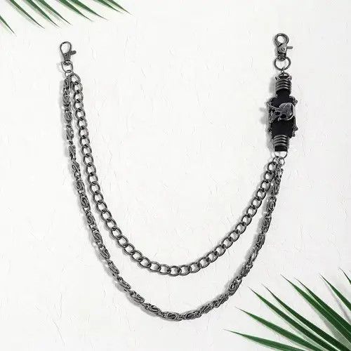 Jewelry Dark Skull Chain Silvery Pants Chain Size ONE SIZE - 4 Thumbnail