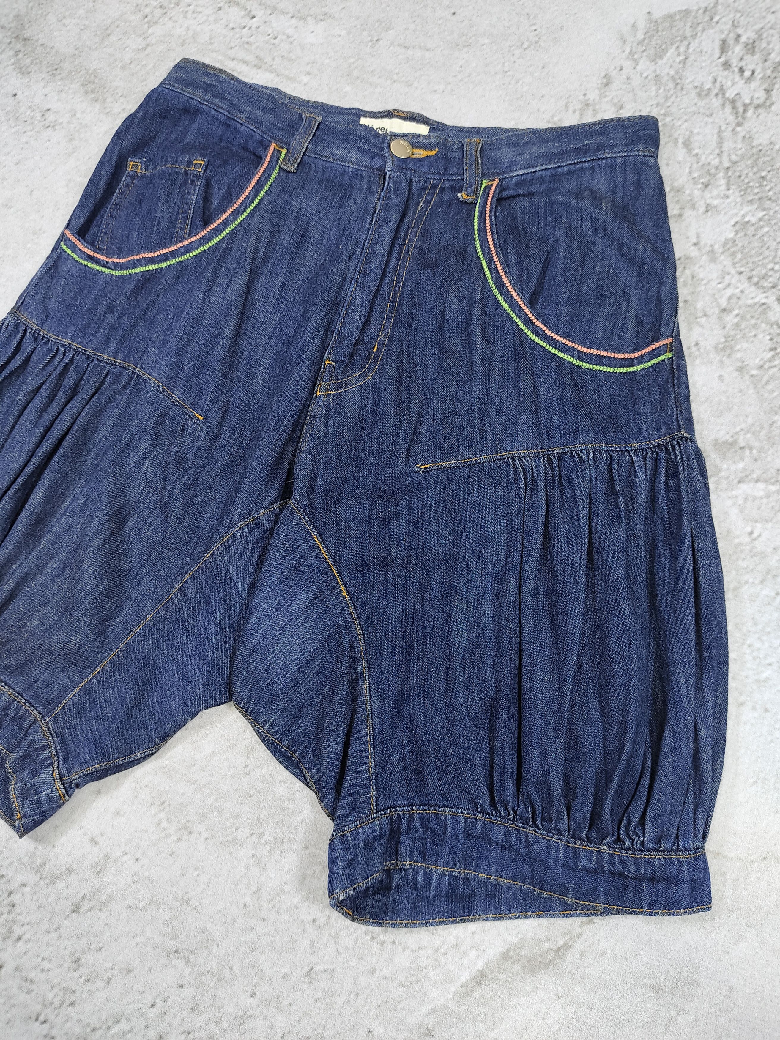 Ne-Net 00s Ne-net- Elephant Pacth Drop Crotch Balloon Denim Shorts Size 30" / US 8 / IT 44 - 6 Thumbnail