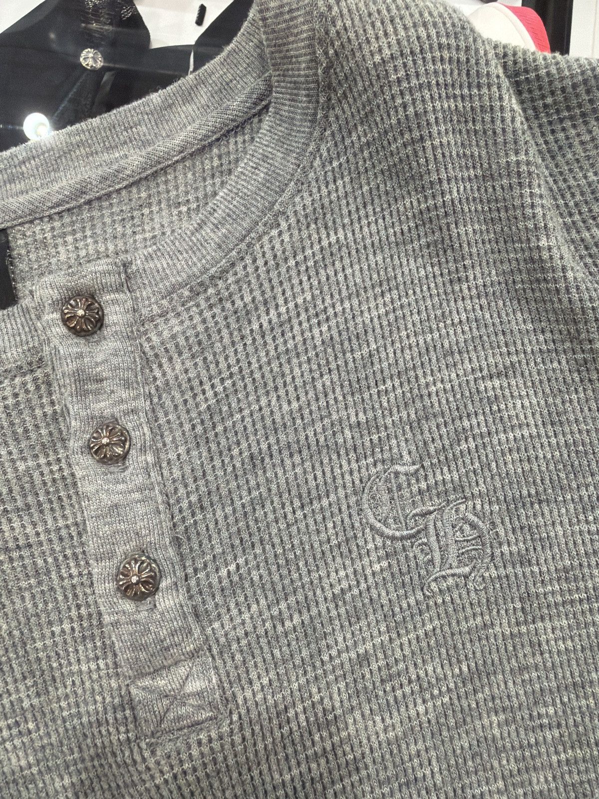 Chrome Hearts Chrome Hearts Embroidered Silver Button Grey Henley L/S Size US S / EU 44-46 / 1 - 2 Thumbnail