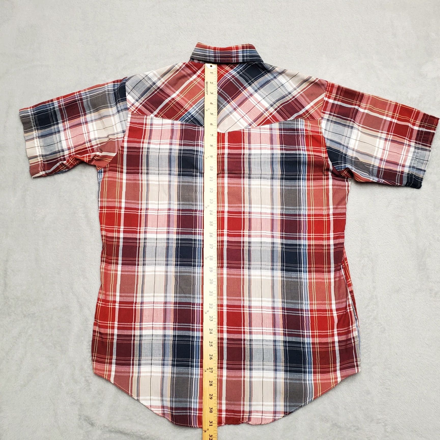 Vintage VINTAGE Plains Western Wear Shirt Mens M Red Blue Plaid Pearl Snap Cowboy Casual Cotton Blend Button-Up Short Sleeve Western Pattern Pockets Size US M / EU 48-50 / 2 - 7 Thumbnail