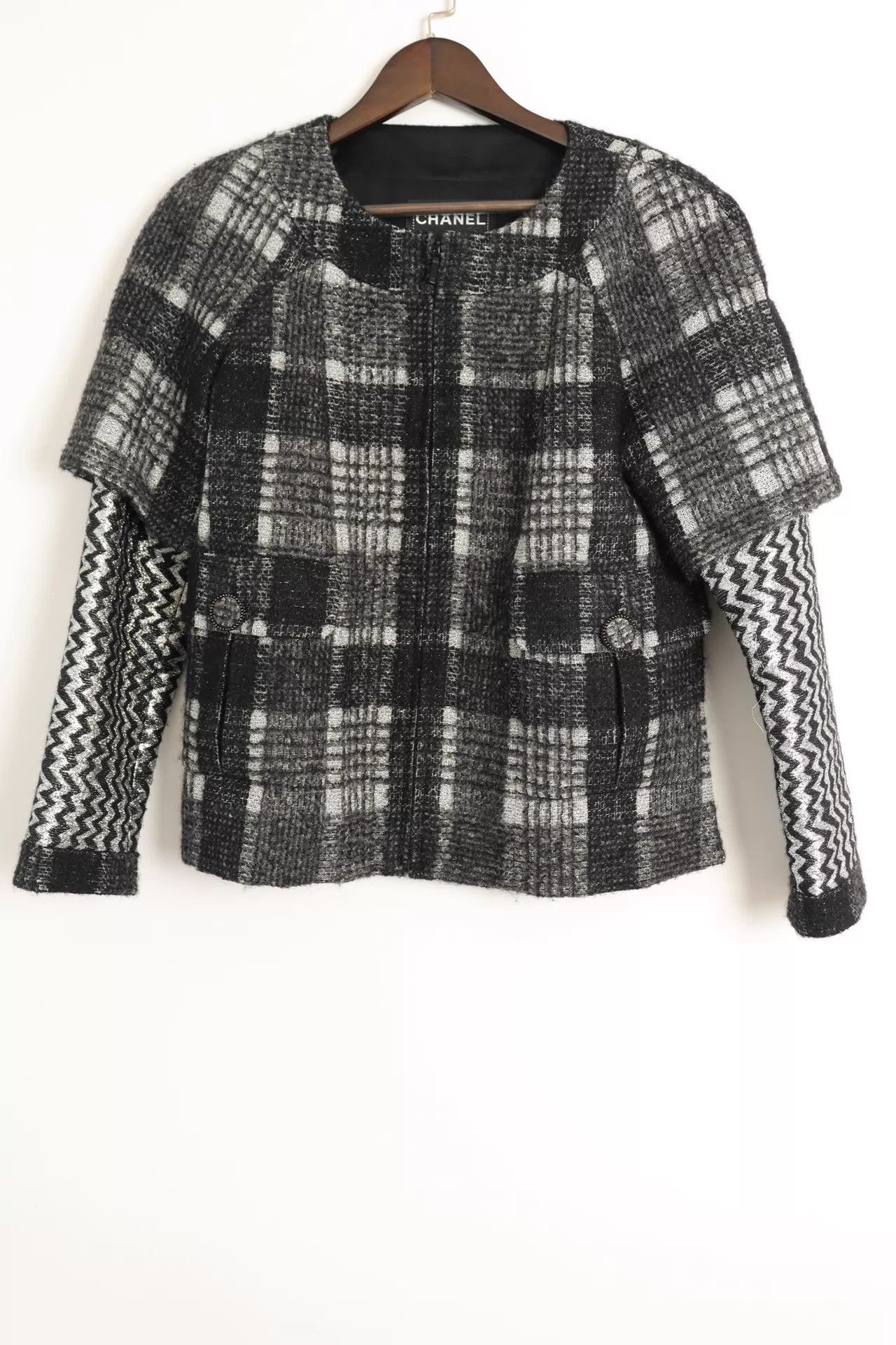 Chanel Chanel 16K Black White Glencheck Layered Jacket Size 38 Size S / US 4 / IT 40 - 1 Thumbnail