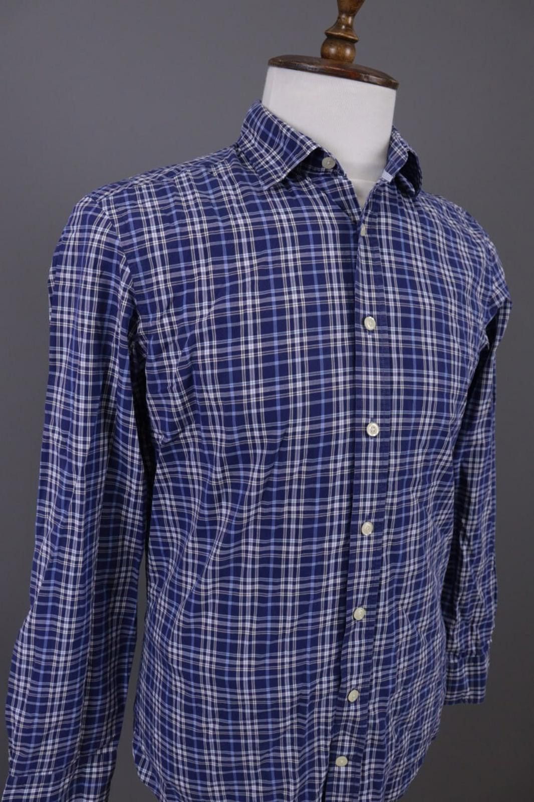 Designer Hackett London Slim Fit Blue Check Button Down Shirt Size M Size US M / EU 48-50 / 2 - 5 Thumbnail