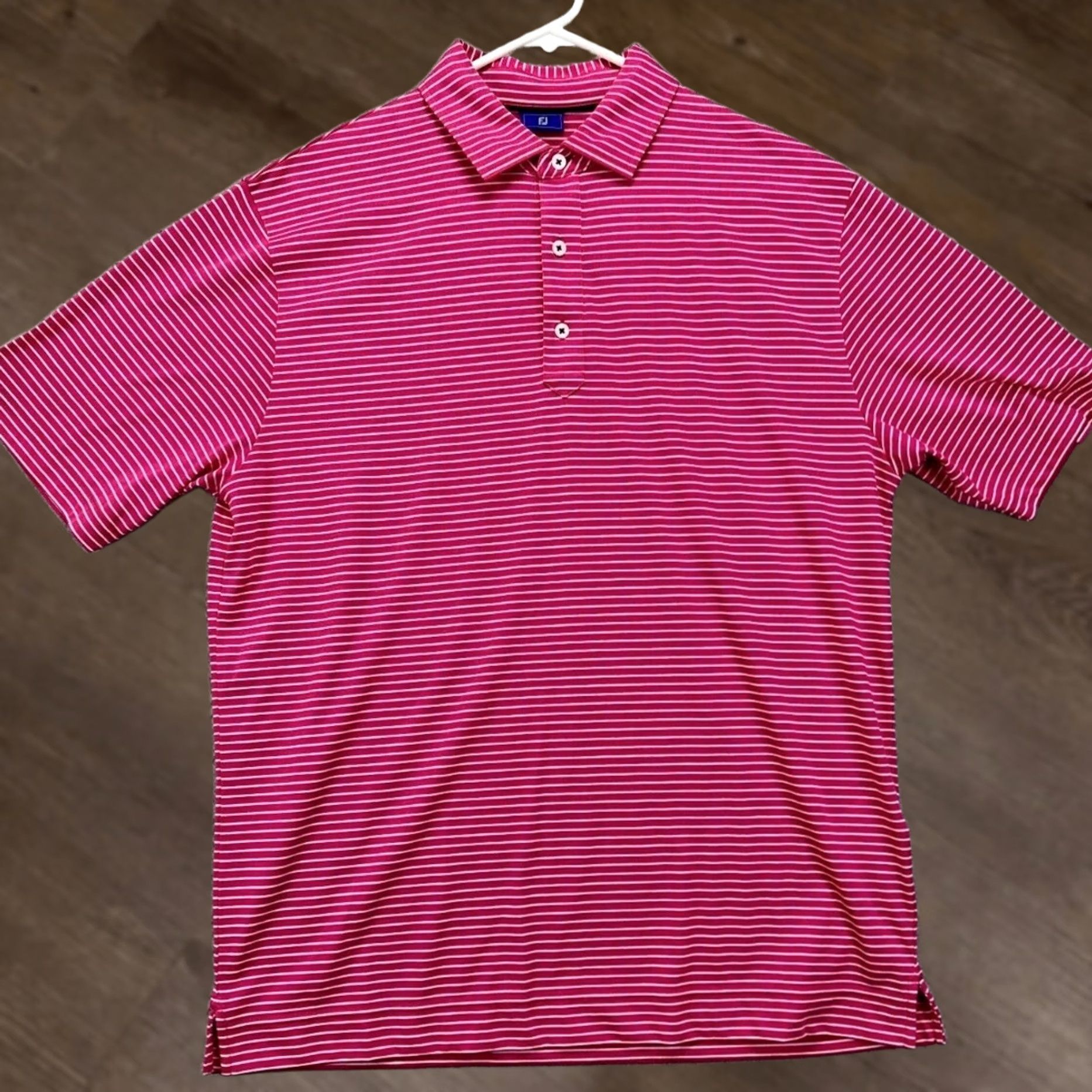 Footjoy FootJoy FJ Shirt Men Medium Pink Pinstripe Polo Golf Rugby Athletic Short Sleeve Size US M / EU 48-50 / 2 - 1 Thumbnail