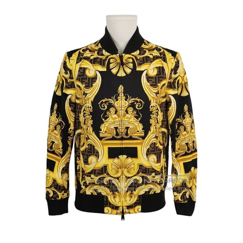 Fendi Fendi Men's coat with black and gold baroque print design, Size US S / EU 44-46 / 1 - 1 Thumbnail